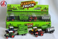 Die-Cast Pull Back Farm Tractor with Trailer | Metal Farm Truck Toy | Pack of 1 Pc | Design as per Stock dispatched