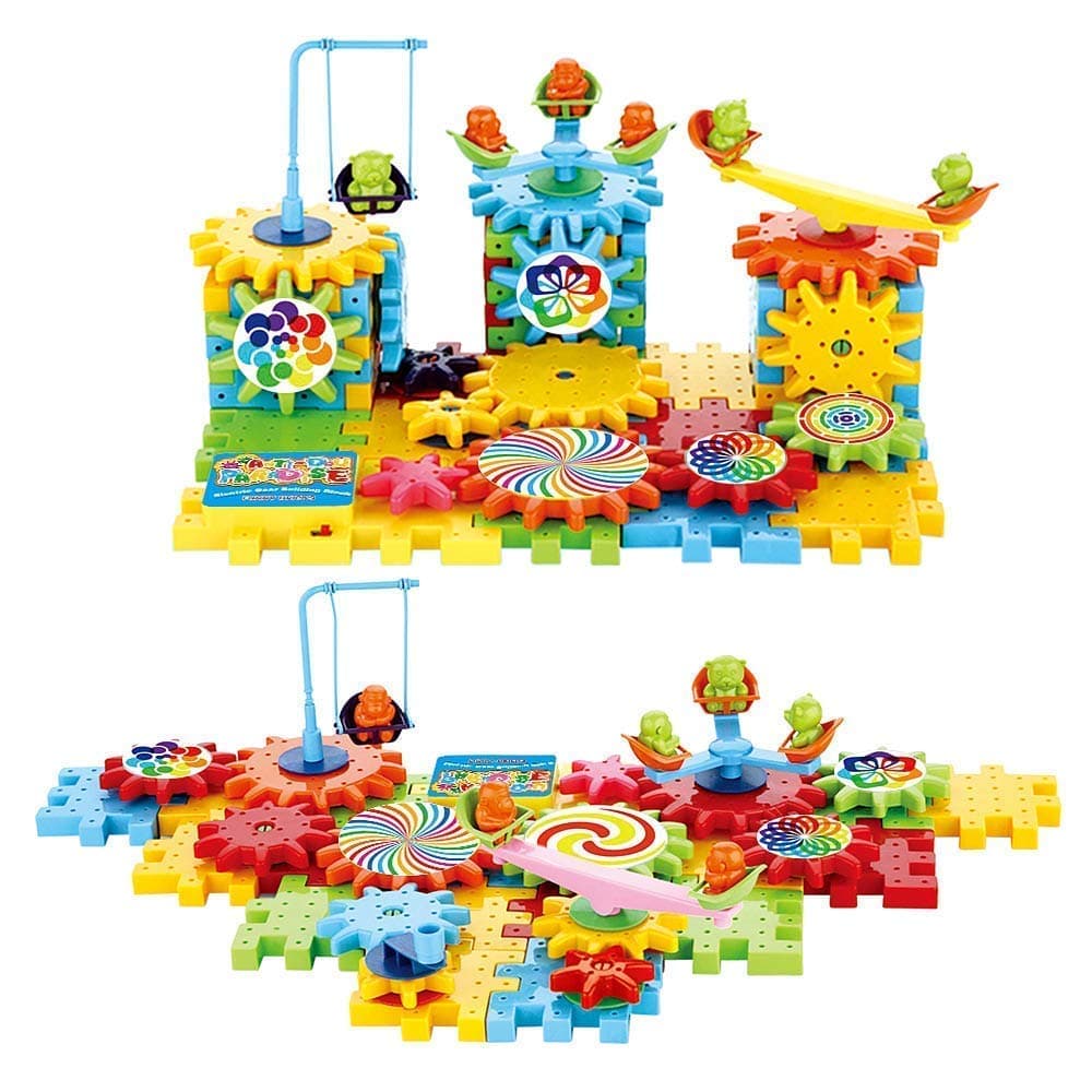 Braintastic 101 Pcs Miracle Bricks Motorized Spinning Gear Building Block Toy Sets Interlocking Learning&Educational Game for Kids (Miracle Bricks 101),Multicolor — view 3