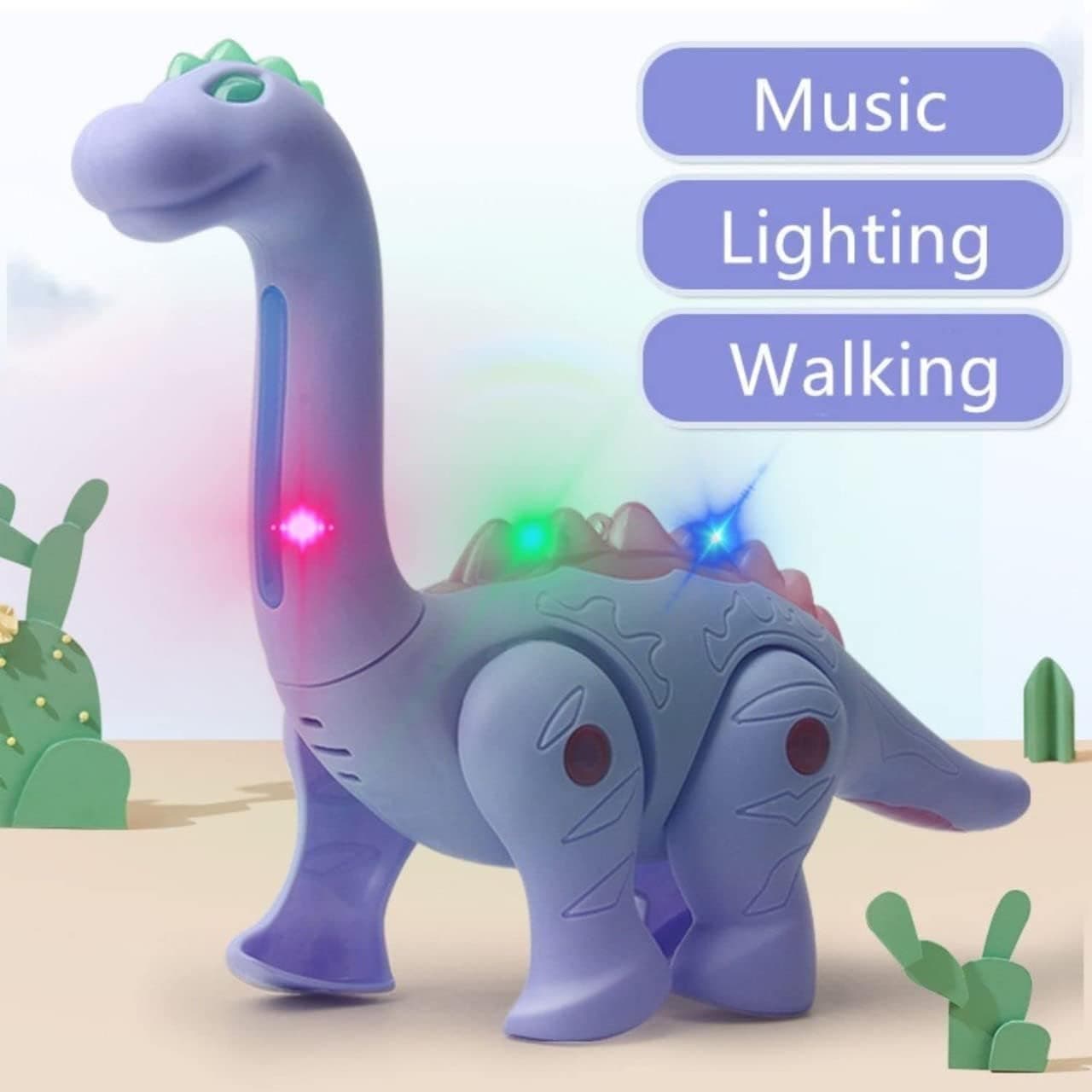 Walking Pet Electric Dinosaur Toy with Colorful LED Light and Musical Sound, Attractive light and realistic dinasour (Batteries not included) — view 2
