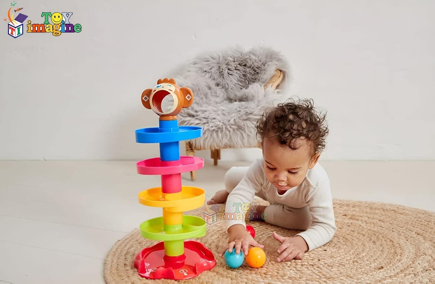 Toy Imagine Ramp Roll, Ball Drop and Roll Swirling Tower for Toddler|3 Puzzle Rattle Balls Non Toxic Material| StackToy for Kids Ages 3+: Interactive Fun Excitement (Roll Ball for Kids) — view 11