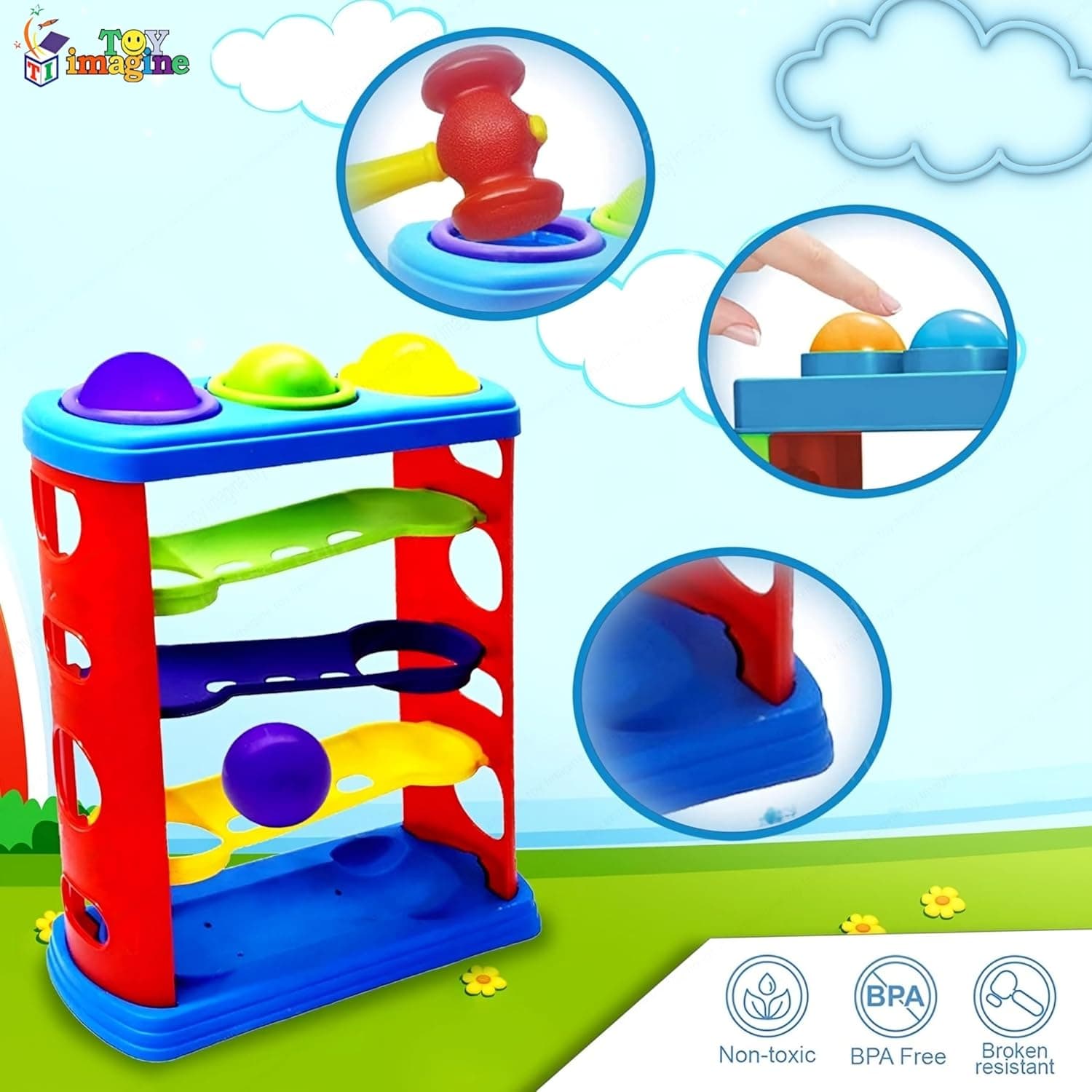 Toy Imagine Ramp Roll, Ball Drop and Roll Swirling Tower for Toddler|3 Puzzle Rattle Balls Non Toxic Material| StackToy for Kids Ages 3+: Interactive Fun Excitement (Roll Ball for Kids) — view 14