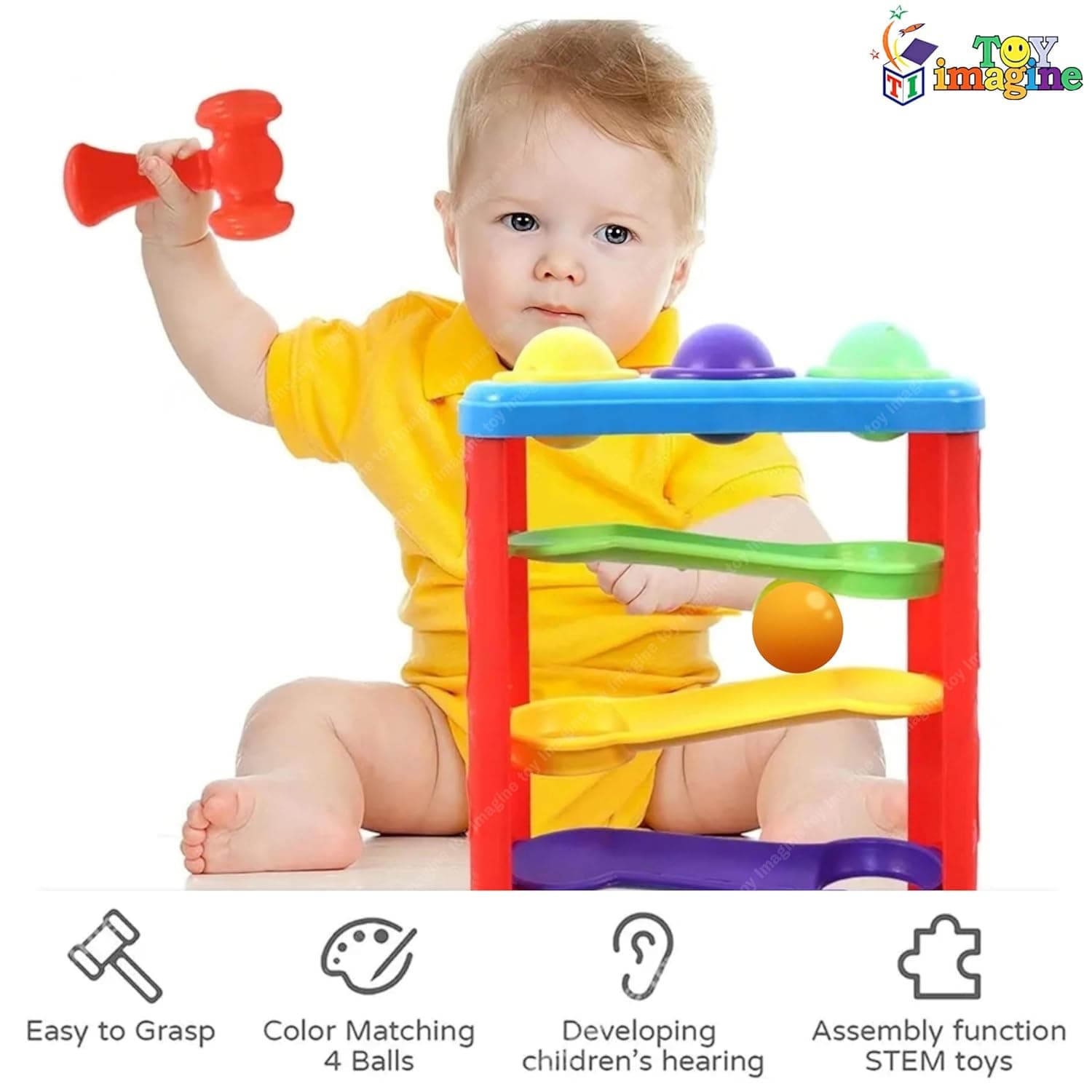 Toy Imagine Ramp Roll, Ball Drop and Roll Swirling Tower for Toddler|3 Puzzle Rattle Balls Non Toxic Material| StackToy for Kids Ages 3+: Interactive Fun Excitement (Roll Ball for Kids) — view 20