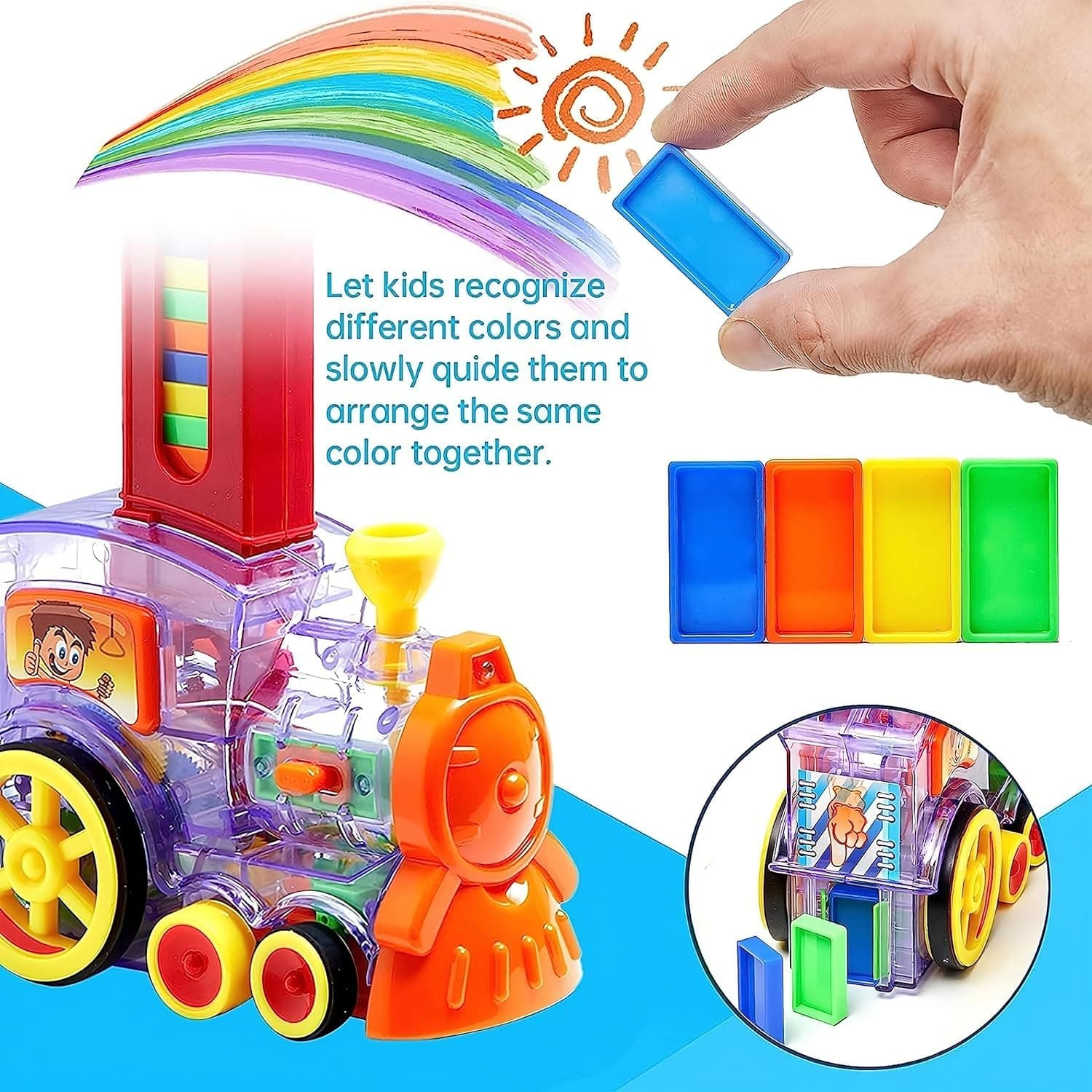 Megashine Automated Domino Train Block Set | BPA-Free Plastic | Sound Effects | Easy Assembly | Fun Indoor Activity for Kids — view 5