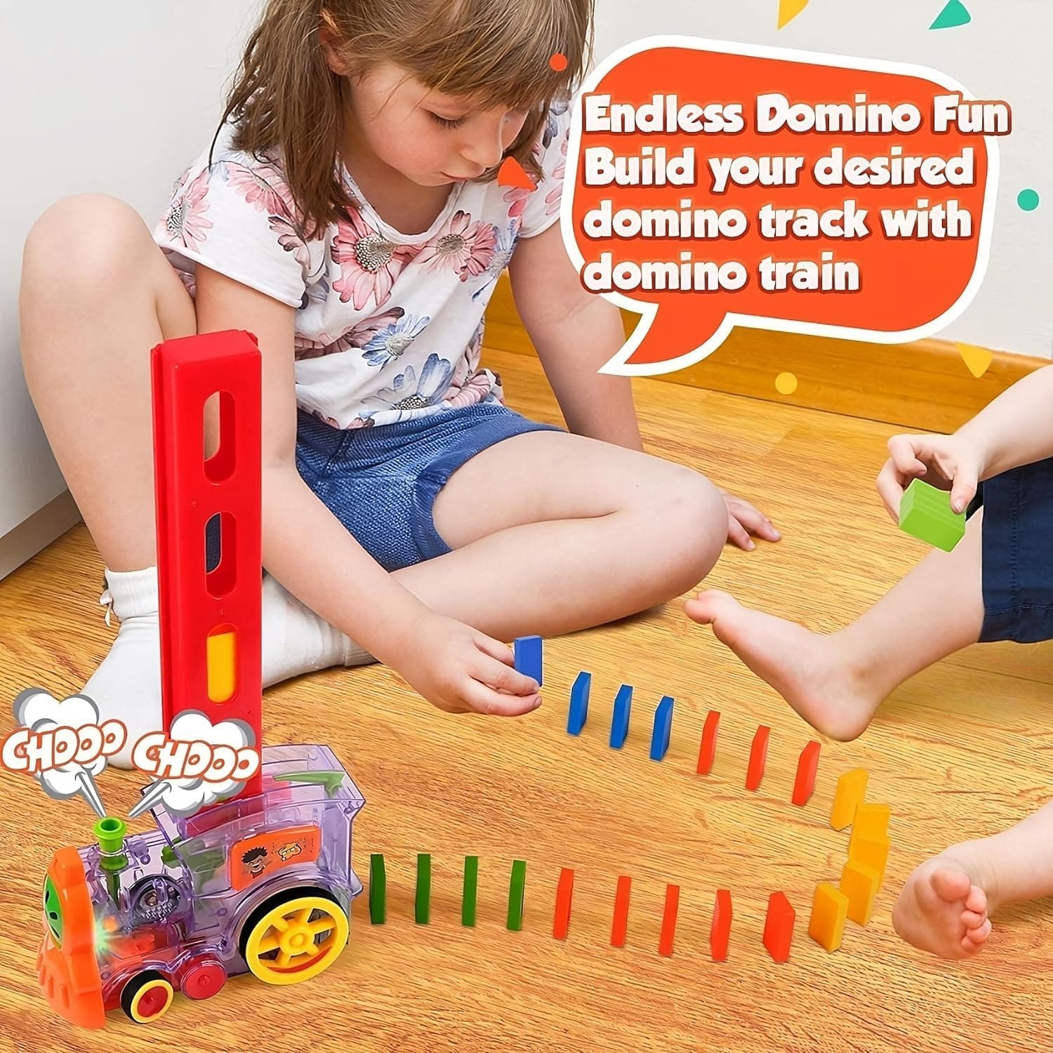 Megashine Automated Domino Train Block Set | BPA-Free Plastic | Sound Effects | Easy Assembly | Fun Indoor Activity for Kids — view 6