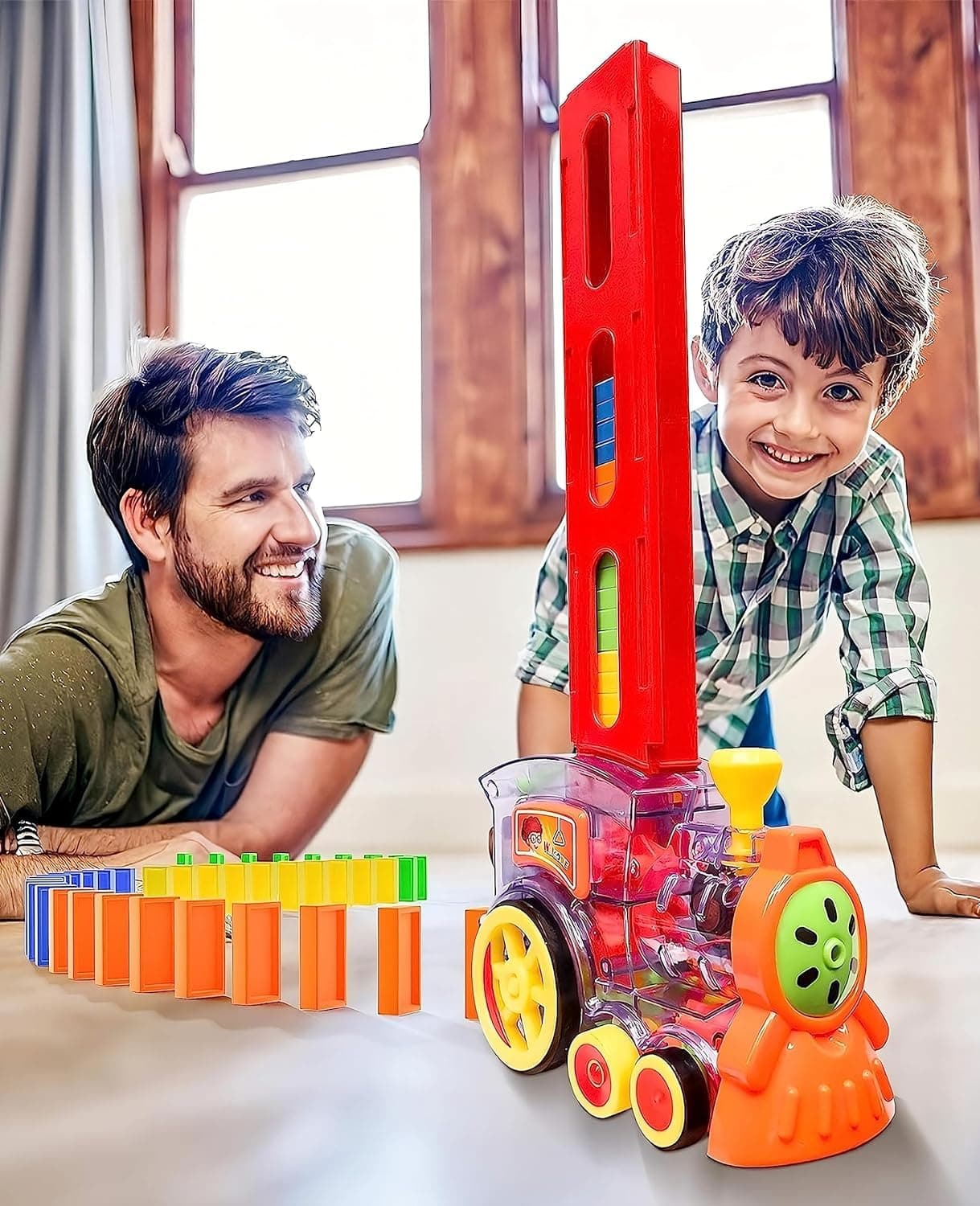 Megashine Automated Domino Train Block Set | BPA-Free Plastic | Sound Effects | Easy Assembly | Fun Indoor Activity for Kids — view 7