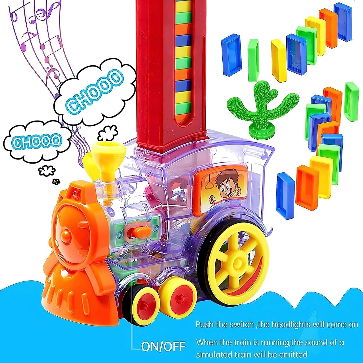 Megashine Automated Domino Train Block Set | BPA-Free Plastic | Sound Effects | Easy Assembly | Fun Indoor Activity for Kids — view 8