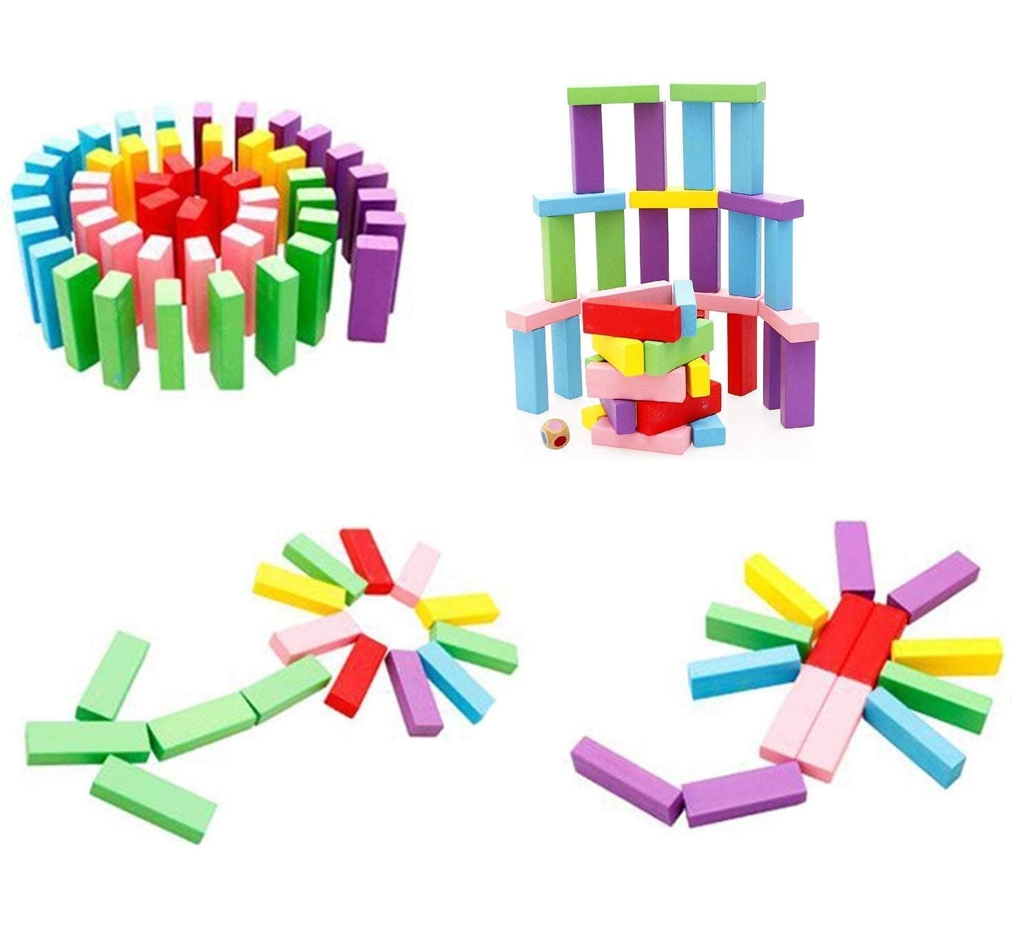 PRIME DEALS Wooden Blocks 51 Pcs 4 Dice Building Blocks Game Challenging Wooden Tumbling Tower, Wooden Stacking Toys with Dices Board Educational Puzzle Game for Adults and Kids (Wooden) — view 16
