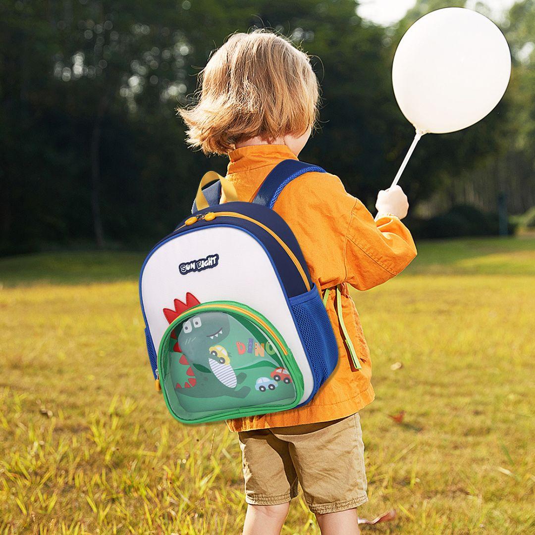 Kids School Bag For 3-6 Years Old Boys and Girls - Dino Printed - Light Green