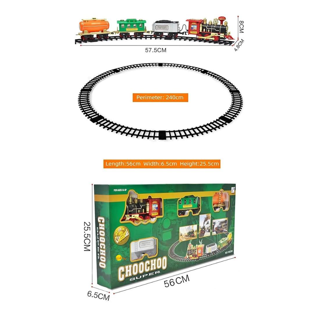 Choo Choo Classic Train Set Toy | Battery-Operated Steam Train with Real Smoke, Light & Sound | Easy Track Assembly | Educational Toy for Kids, Boys & Girls