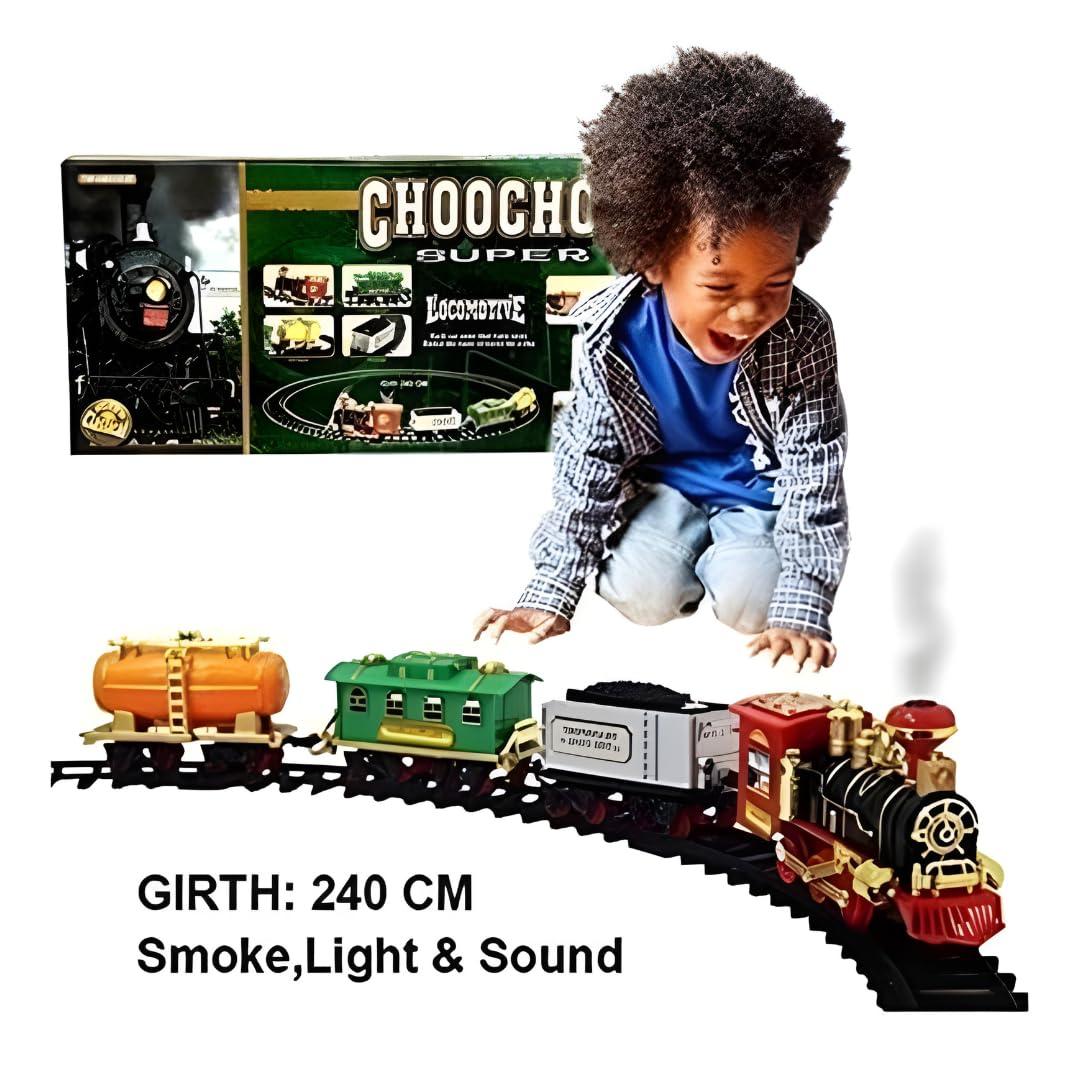 Choo Choo Classic Train Set Toy | Battery-Operated Steam Train with Real Smoke, Light & Sound | Easy Track Assembly | Educational Toy for Kids, Boys & Girls