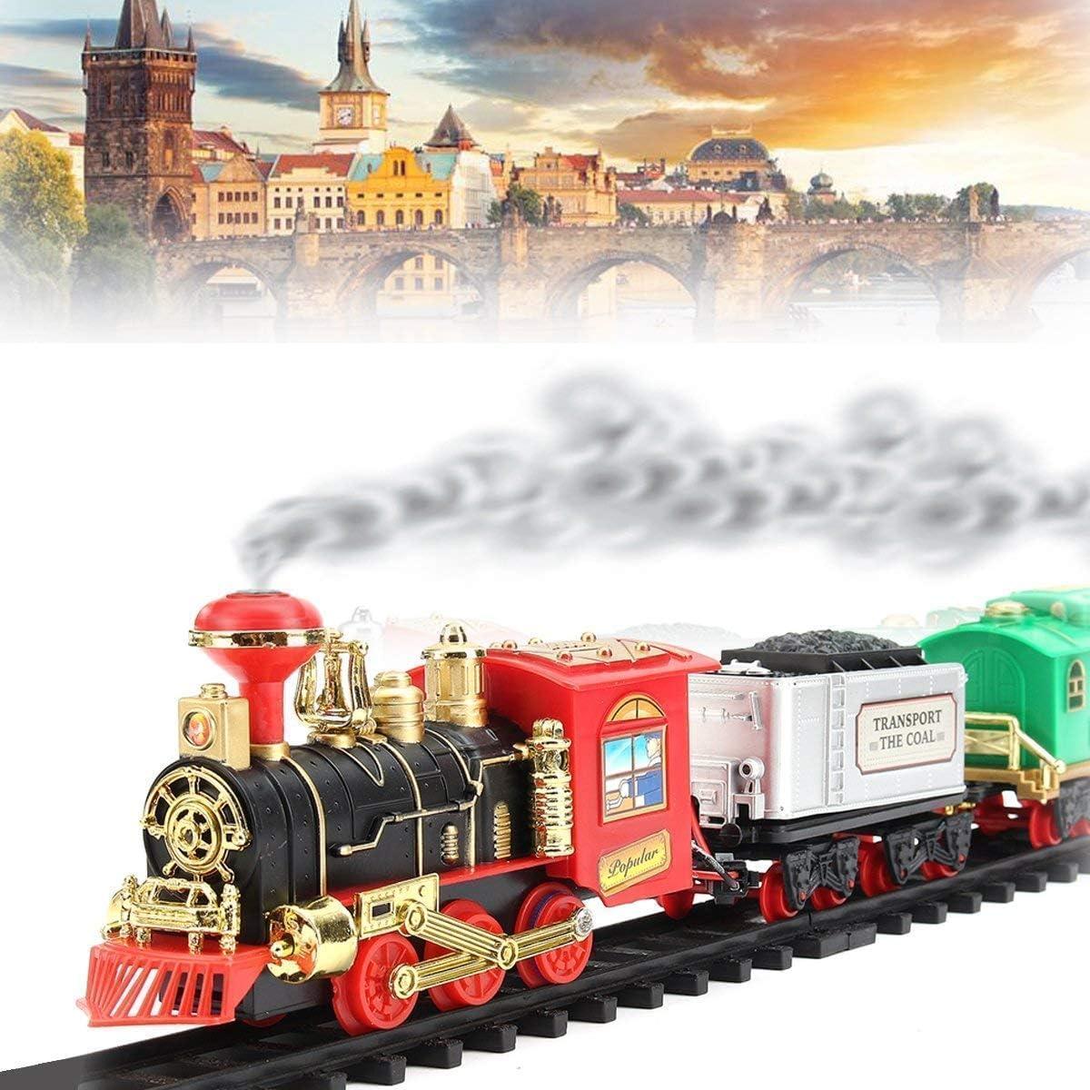 Choo Choo Classic Train Set Toy | Battery-Operated Steam Train with Real Smoke, Light & Sound | Easy Track Assembly | Educational Toy for Kids, Boys & Girls
