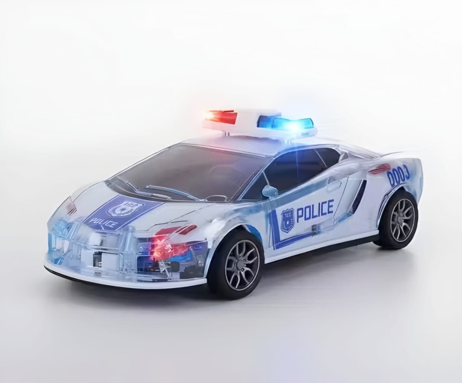 Kidoyz Battery-Operated Police Car | Friction Powered Push & Go | Dynamic Lights & Sounds | Safe Plastic Vehicle for Kids 3+ Years