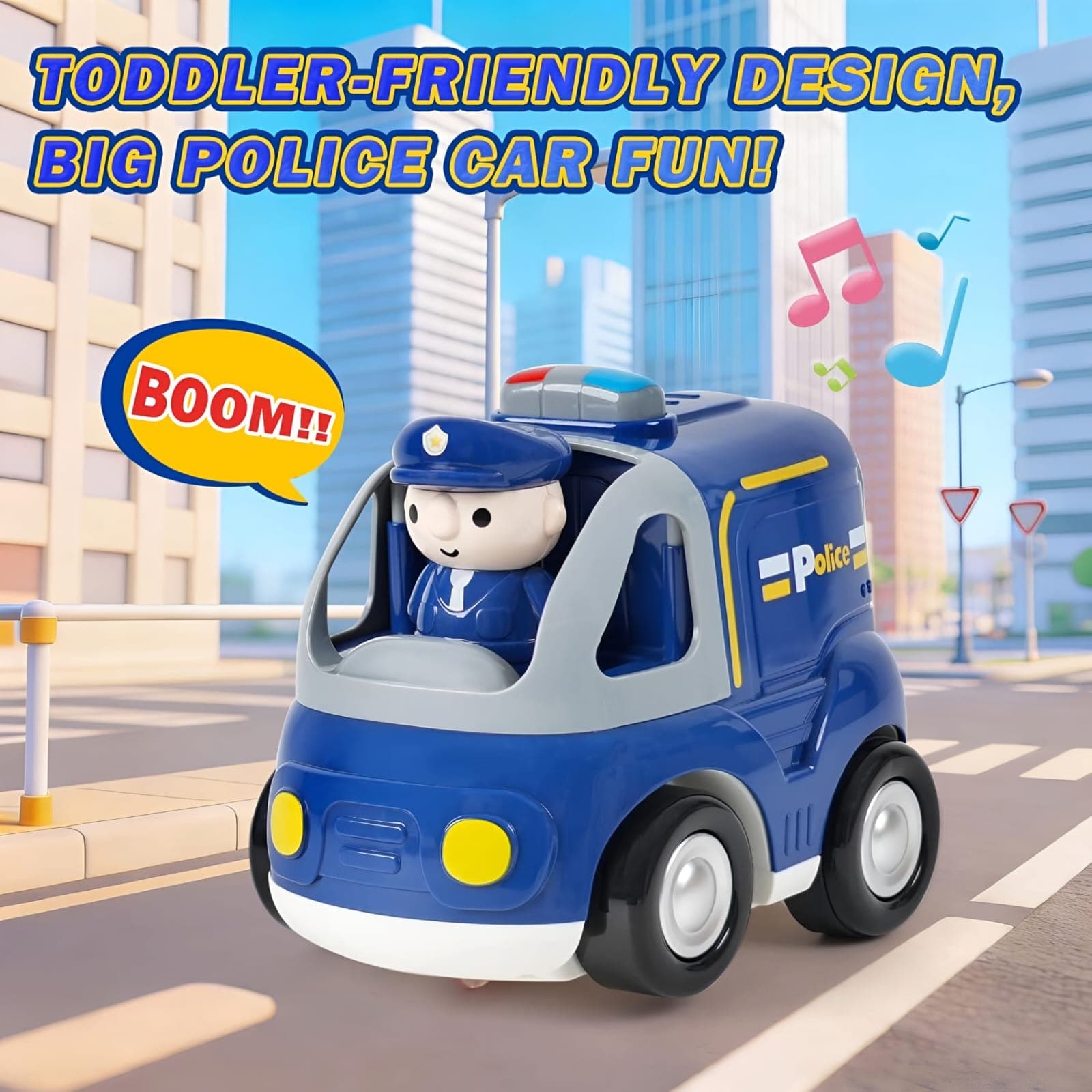 Kidoyz Four Way Interactive RC Cartoon Police Car — view 4