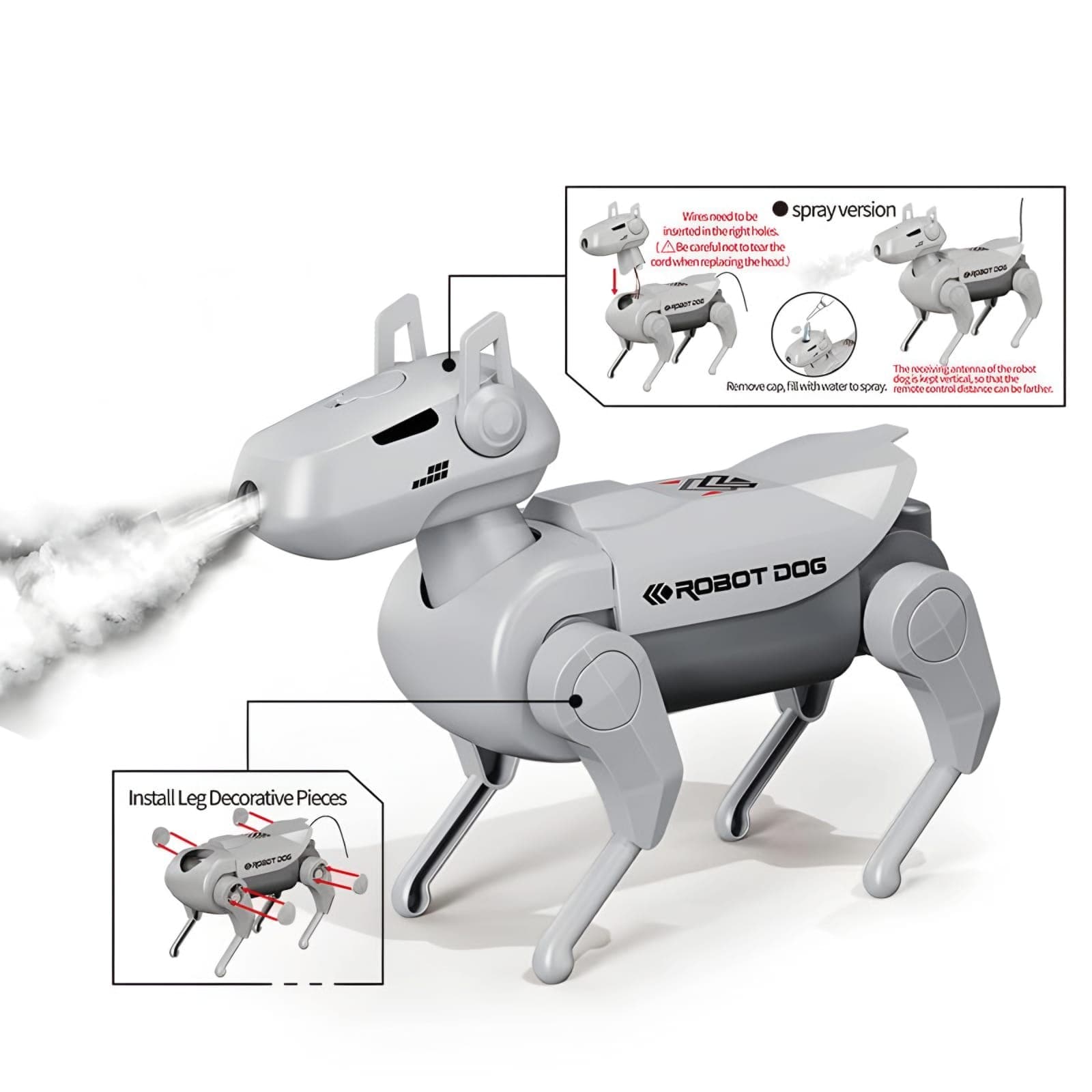 KIDOYZ DIY Assembly RC Robot Dog – Interactive STEM Building Kit with Spray Mist Effect & Remote Control – Educational Puzzle Toy for Boys & Girls Age 3+ — view 6