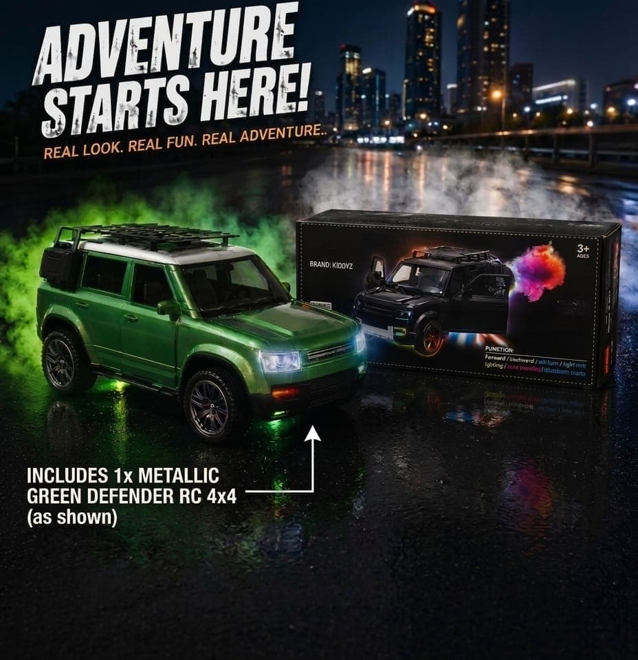 KIDOYZ RC Defender Toy Car – 2.4GHz High-Speed Remote Control Car with Bluetooth Connect, Gate Open Feature, and Realistic Smoke Stunt Stunt Stunt Effect for Boys & Girls — view 4