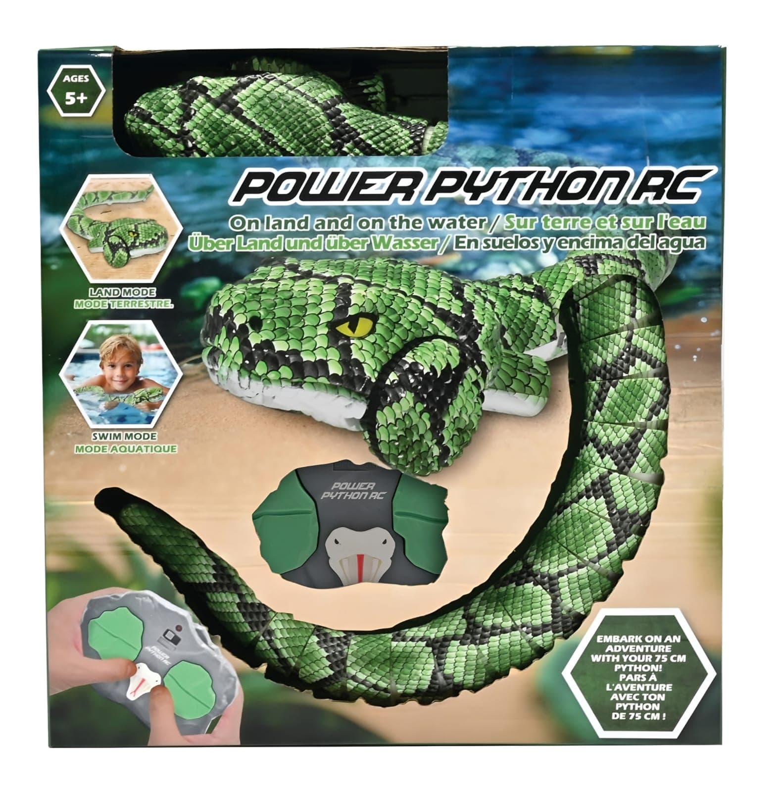 Kidoyz Amphibious RC Remote Control Snake Toy – Waterproof Land & Water Moving Snake, Extendable Realistic Slithering Serpent Robot, High-Speed Prank Toy for Kids & Boys (Green) — view 2