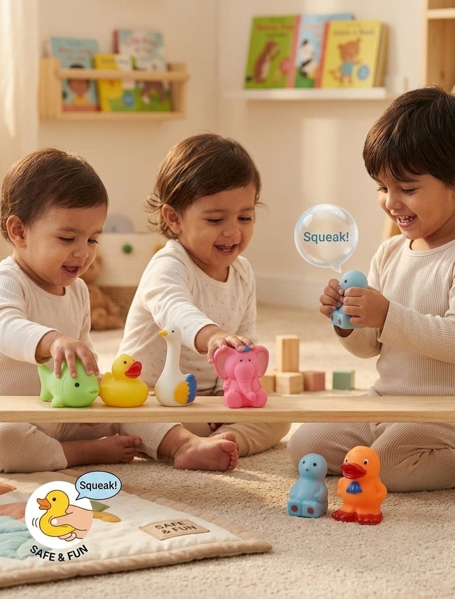 KIDOYZ Squeaky Animal Bath Toys Set of 6 – Soft Squeezable Animal Figurines for Toddlers & Infants | Floating Water & Playtime Sensory Toys for Kids (18-Set Box Pack) — view 2
