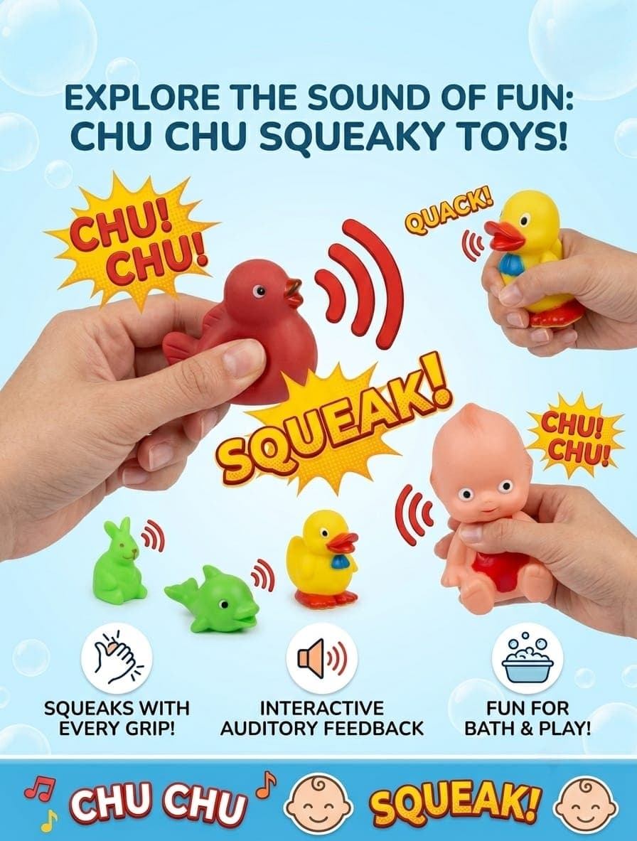 KIDOYZ Soft Baby Chu Chu Squeeze Toys for Babies (Pack of 6) – Safe & Non-Toxic Infant Bath Toys (18-Set Box Pack) — view 4