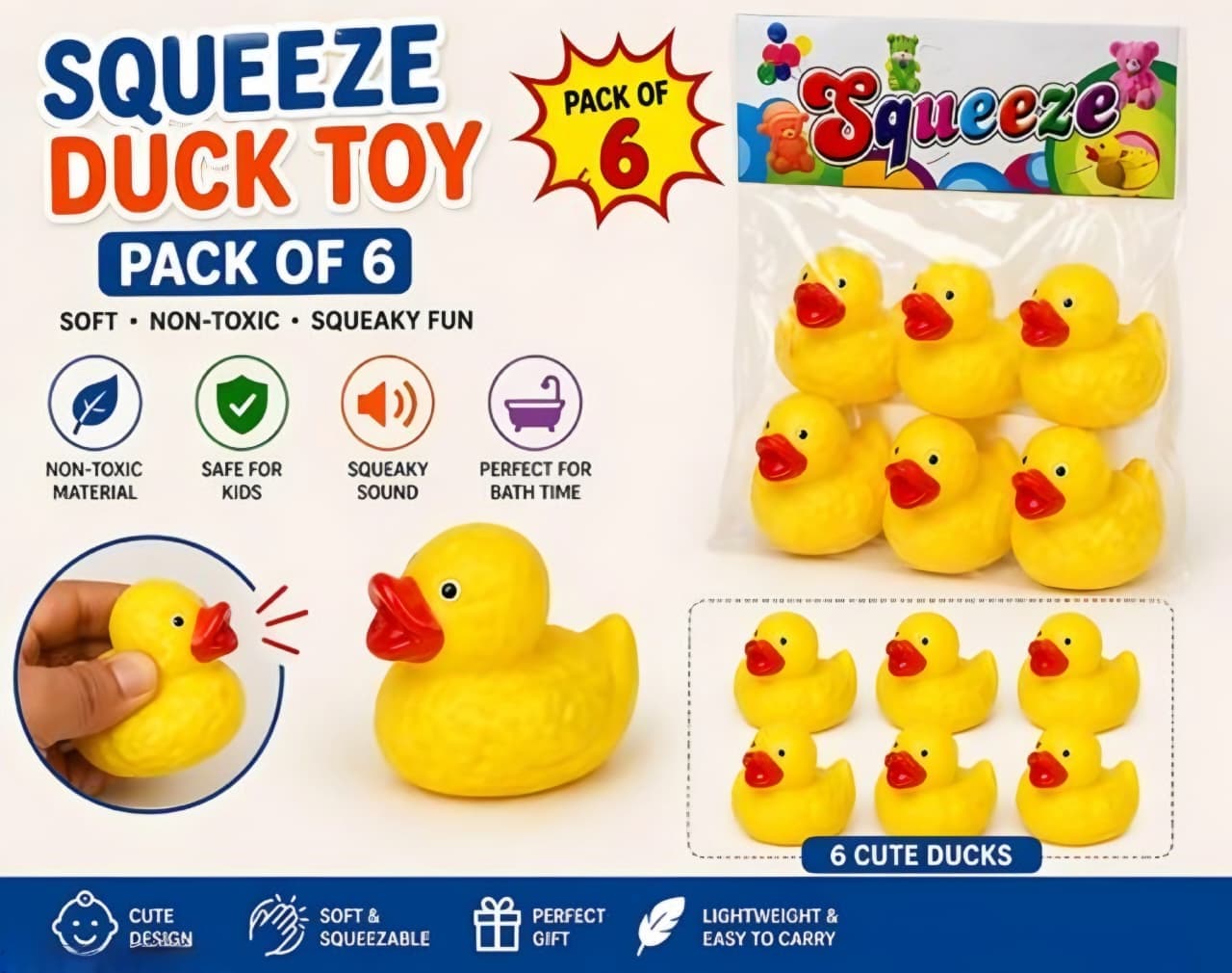 Kidoyz Splashy Duck Family – 6 Pcs Chu-Chu Toys — view 2