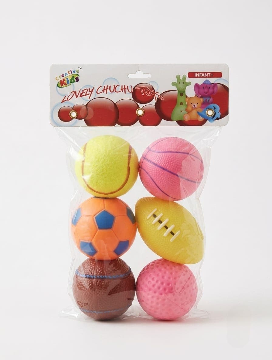 Kidoyz Mini Sports Balls – Squeaky Vinyl Chu Chu Set