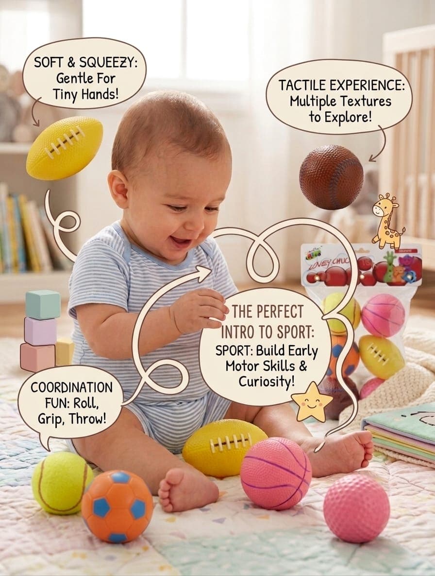 Kidoyz Mini Sports Balls – Squeaky Vinyl Chu Chu Set — view 2