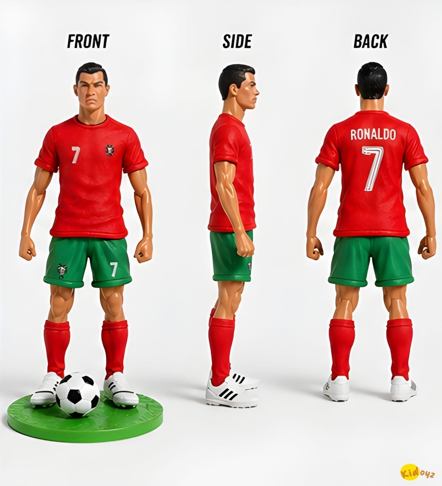 KIDOYZ 22cm Football Star Action Figure Set with Ball & Display Base | Premium PVC Soccer Collectible Figurine Toy for Kids, Room & Desk Decor | Ideal Gift for Fans (Ronaldo Edition) — view 4