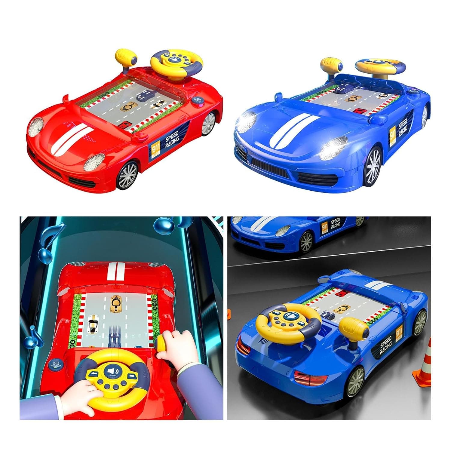 Spacecraft Driving Simulator | Racing Adventure Car Toys with Steering Wheel | Interactive Steering Wheel Toy with Music and Vehicle Sound Effects, Driving Games — view 3