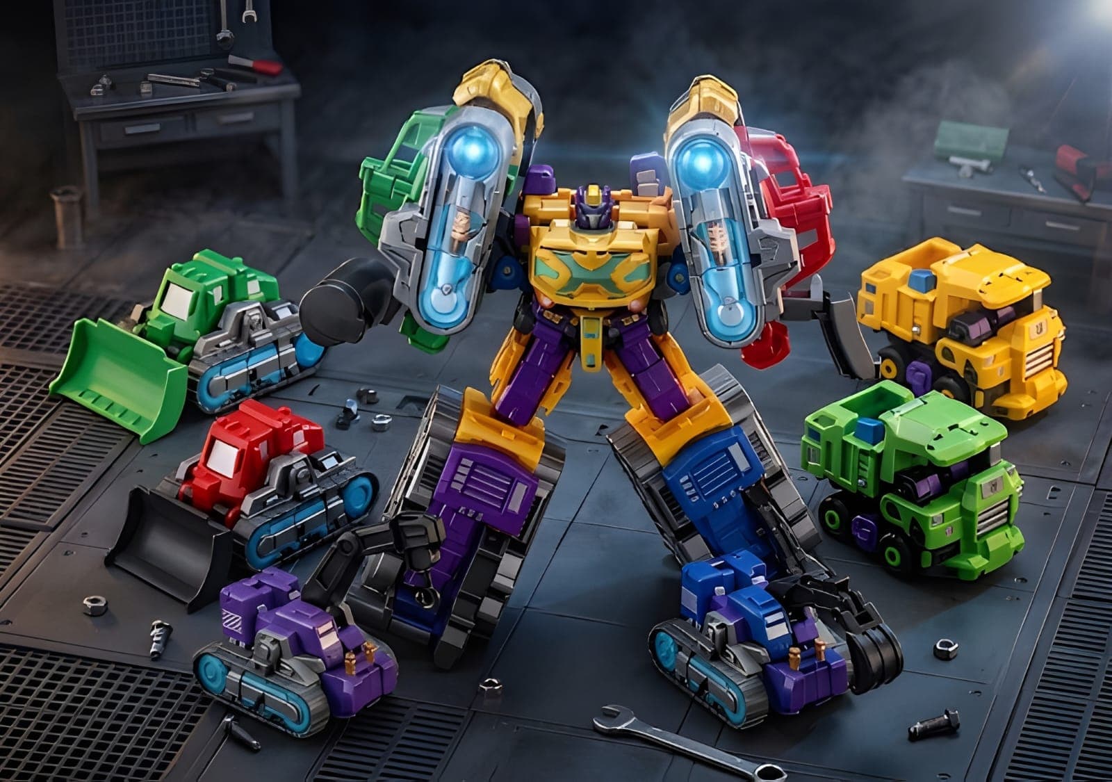 KIDOYZ 5-in-1 Construction Vehicle Robot Toy Set – Transforming STEM Engineering Truck & Vehicle Action Figure Playset with Accessories for Boys & Girls (Ages 3+) — view 2