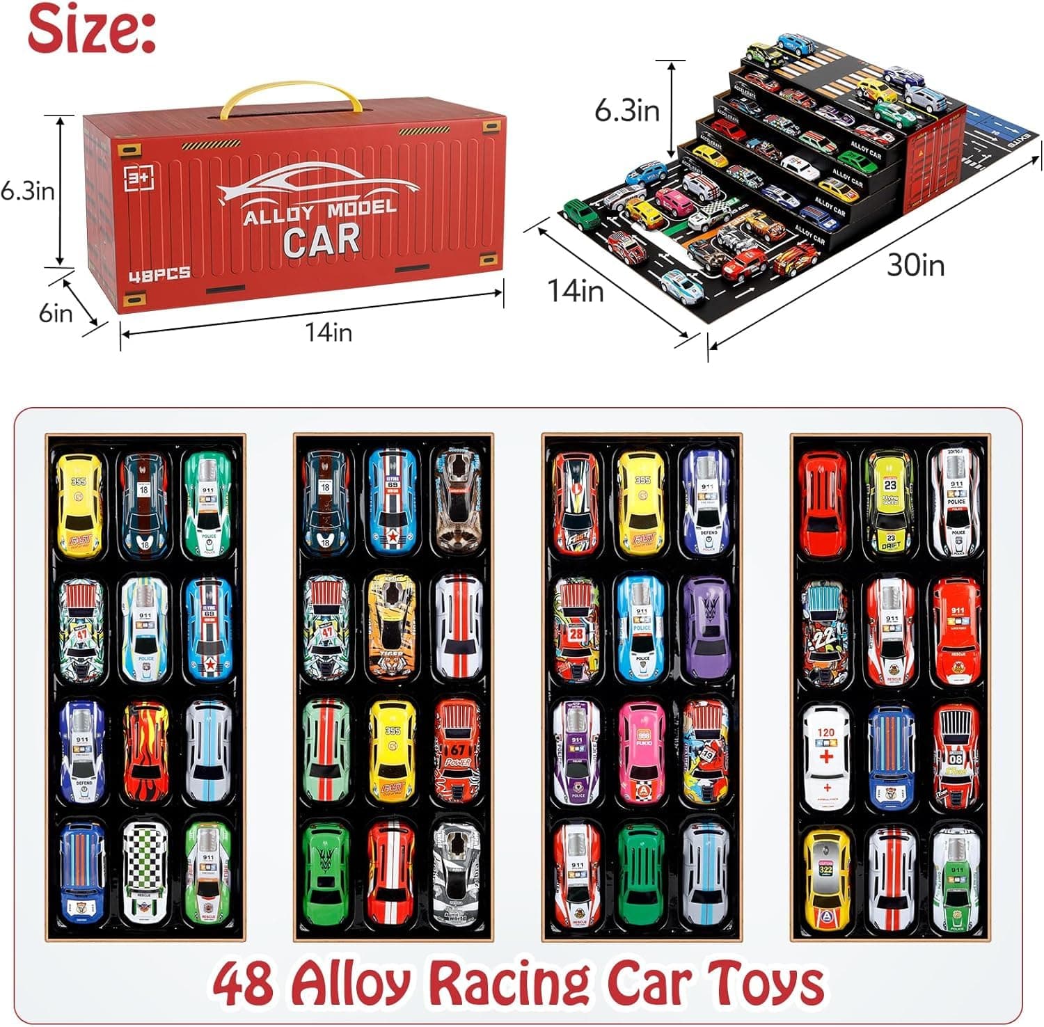48pcs Pull Back Cars Set,Racing Car Toys,Bulk Trucks Toy Vehicles Set,Toy Cars for Kids Ages 3-8 Goodie Bag Stuffers Mini Cars Party Favors for Kids Boys and Girls — view 3
