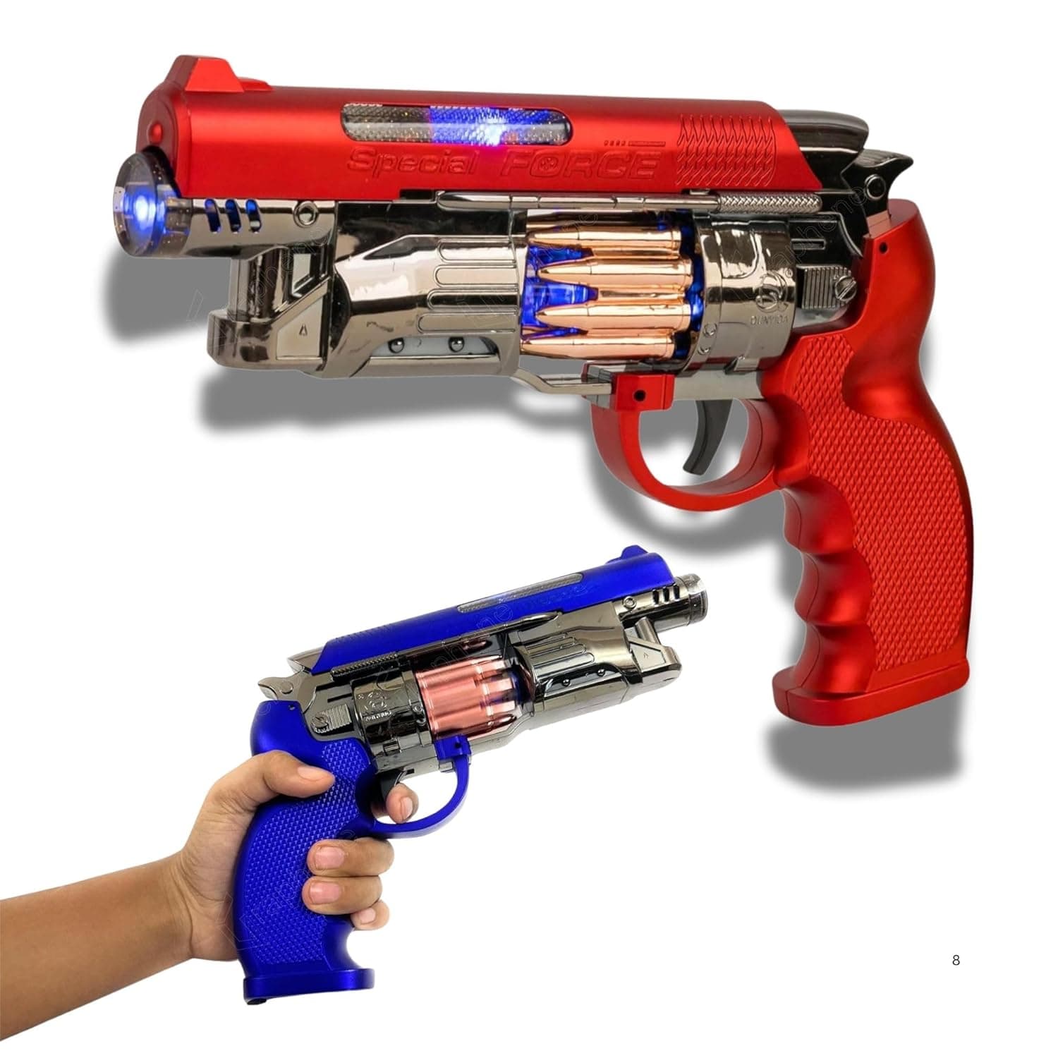 Musical Smoke Lightning Toy Gun for Kids with Sound Moving Barrel Revolving Bullet Blaster Guns Battery Operated Durable Fun Pretend Play Weapon