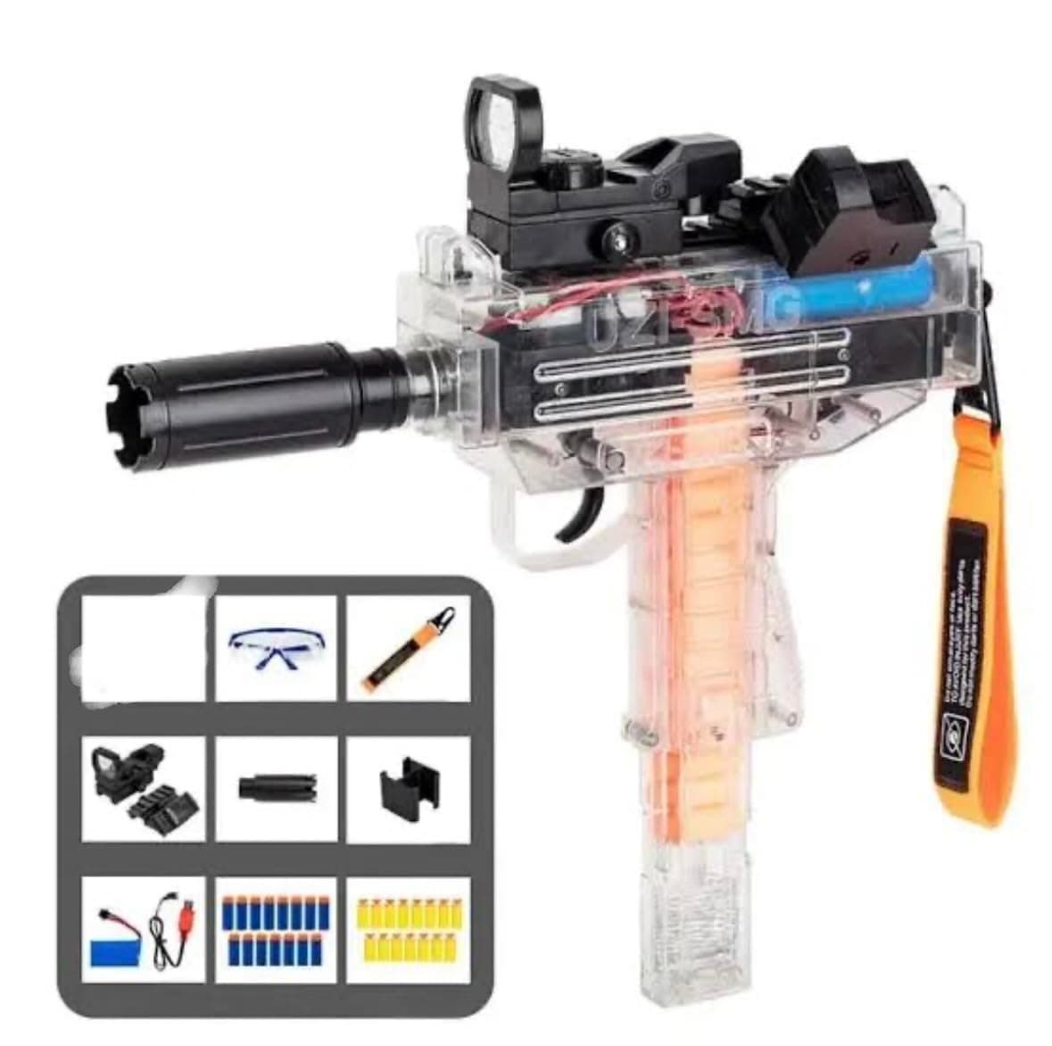 Uzi-SMG Foam Dart Blaster Toy Gun for Kids – Battery Operated Automatic Soft Bullet Gun with Rapid Fire, Magazine & Realistic Sound — view 2