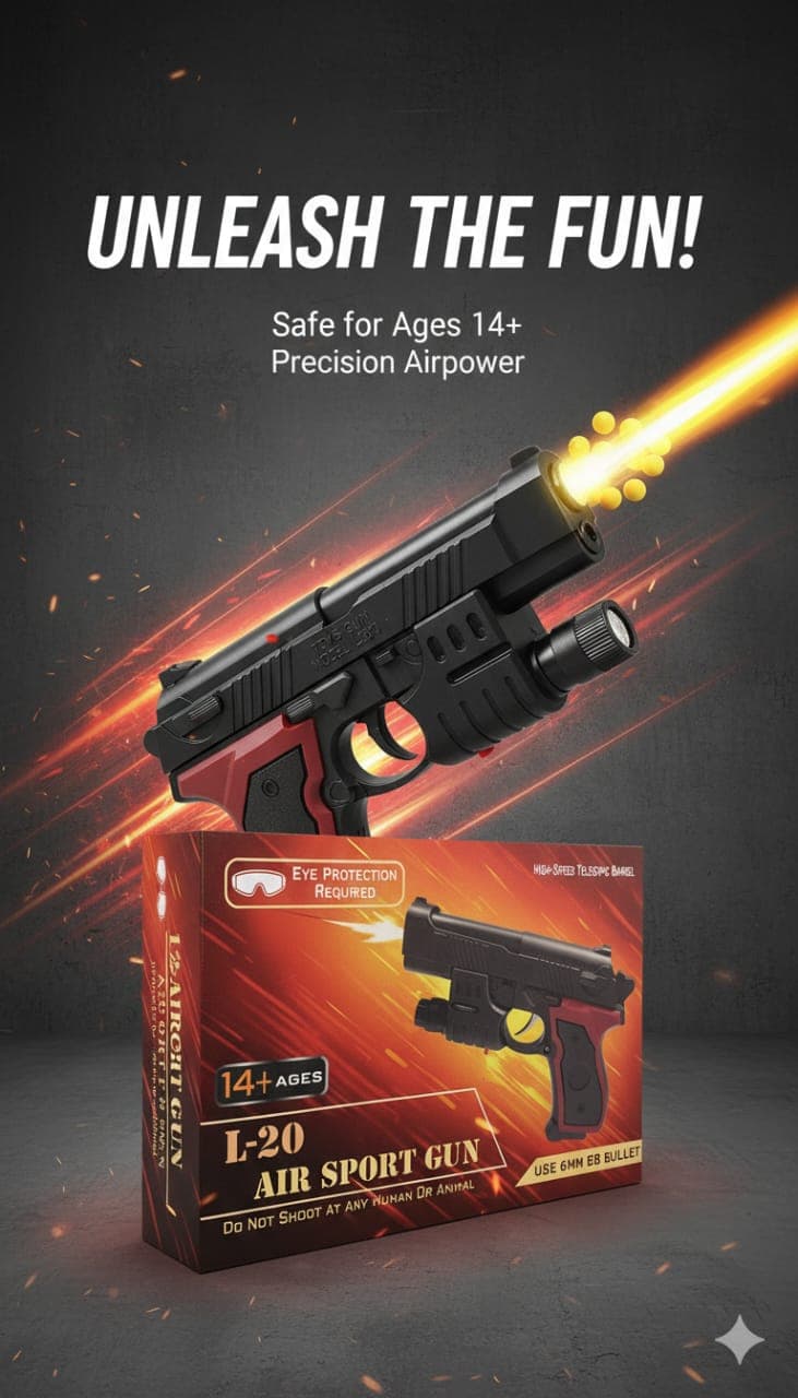 Ultrabox Trends L-208F 6mm BB Airsoft Toy Pistol with Tactical Flashlight Attachment, Spring Powered, Includes 100 BB Pellets (Pack of 1) — view 2