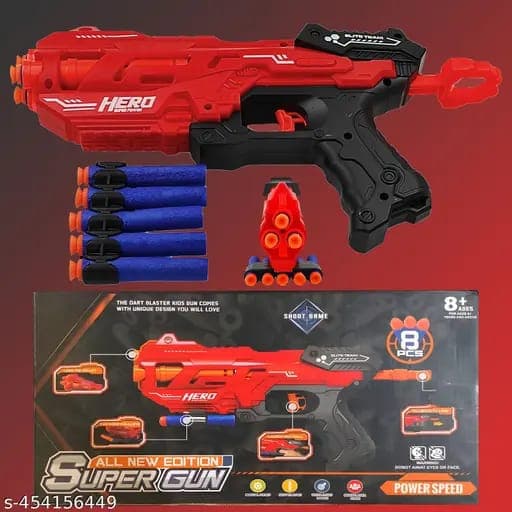 Kidoyz Easy-Shoot Soft Bullet Gun for Little Kids – My First Foam Blaster with 8 Soft Darts | Easy Cocking Toy Gun for 3 4 5 Year Old Boys Girls | Safe Indoor Outdoor Shooting Game (Red) — view 3