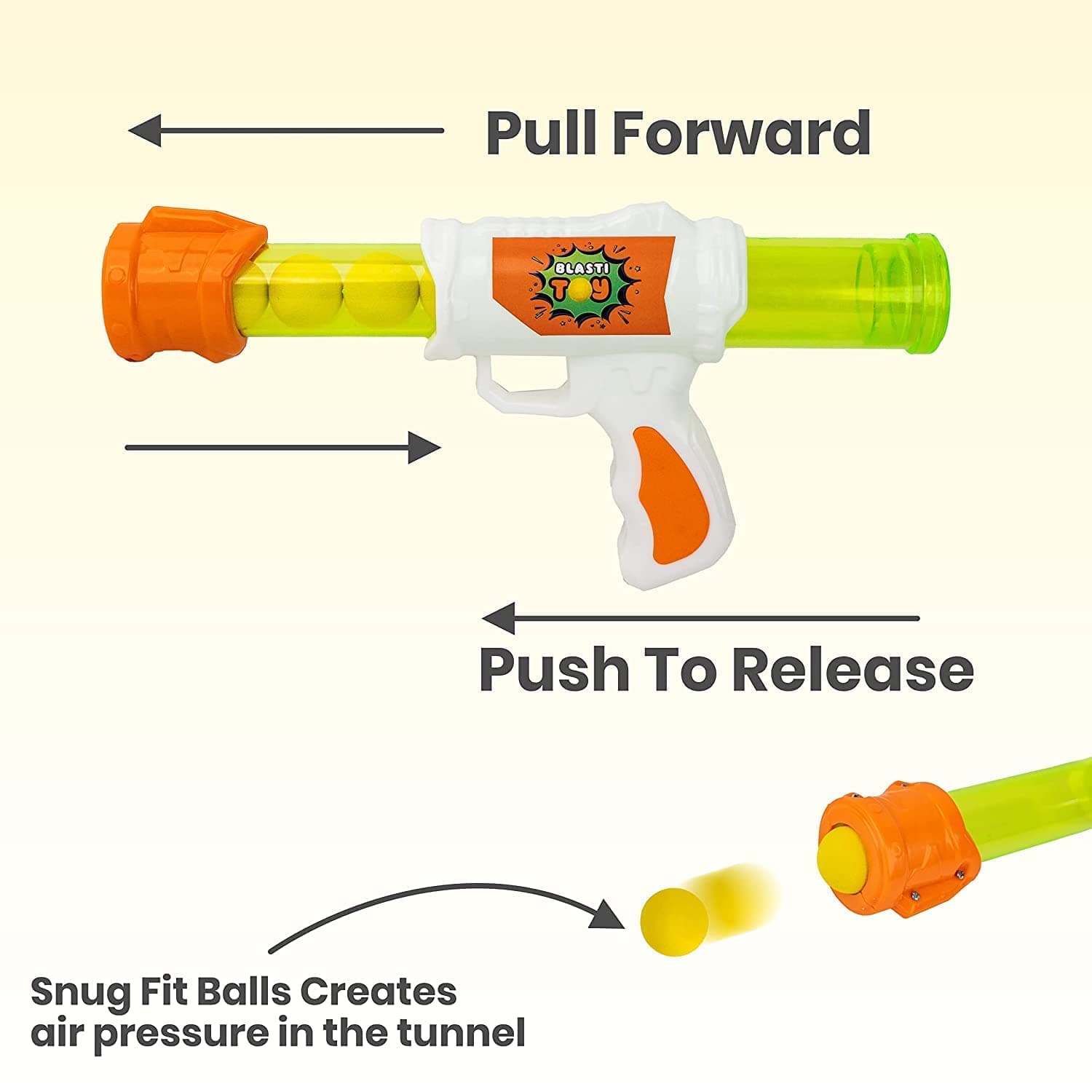 Blasti Gun Blaster Toy Gun for Kids | Air Pressure Shooting Ball Gun | 5 Soft Balls Included | Ages 3+ — view 3