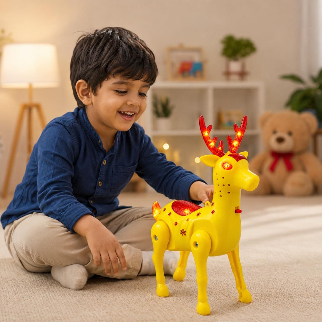 Sika Deer Walking Toy for Kids 12+ Months | Battery Operated Electronic Deer Toy with Music, Flash Lights, & Moving Legs — view 2
