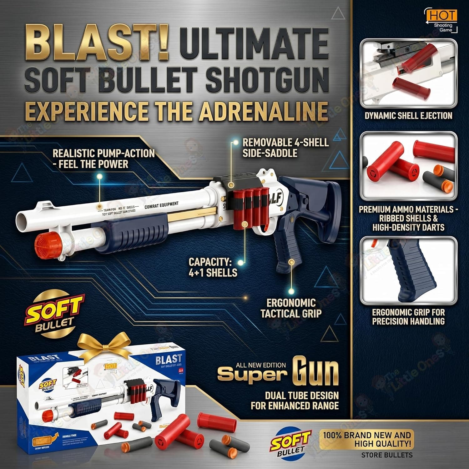 Kidoyz Shell Ejecting Toy Shotgun Toys Guns COMBAT EQUIPMENT GUN for kids — view 3