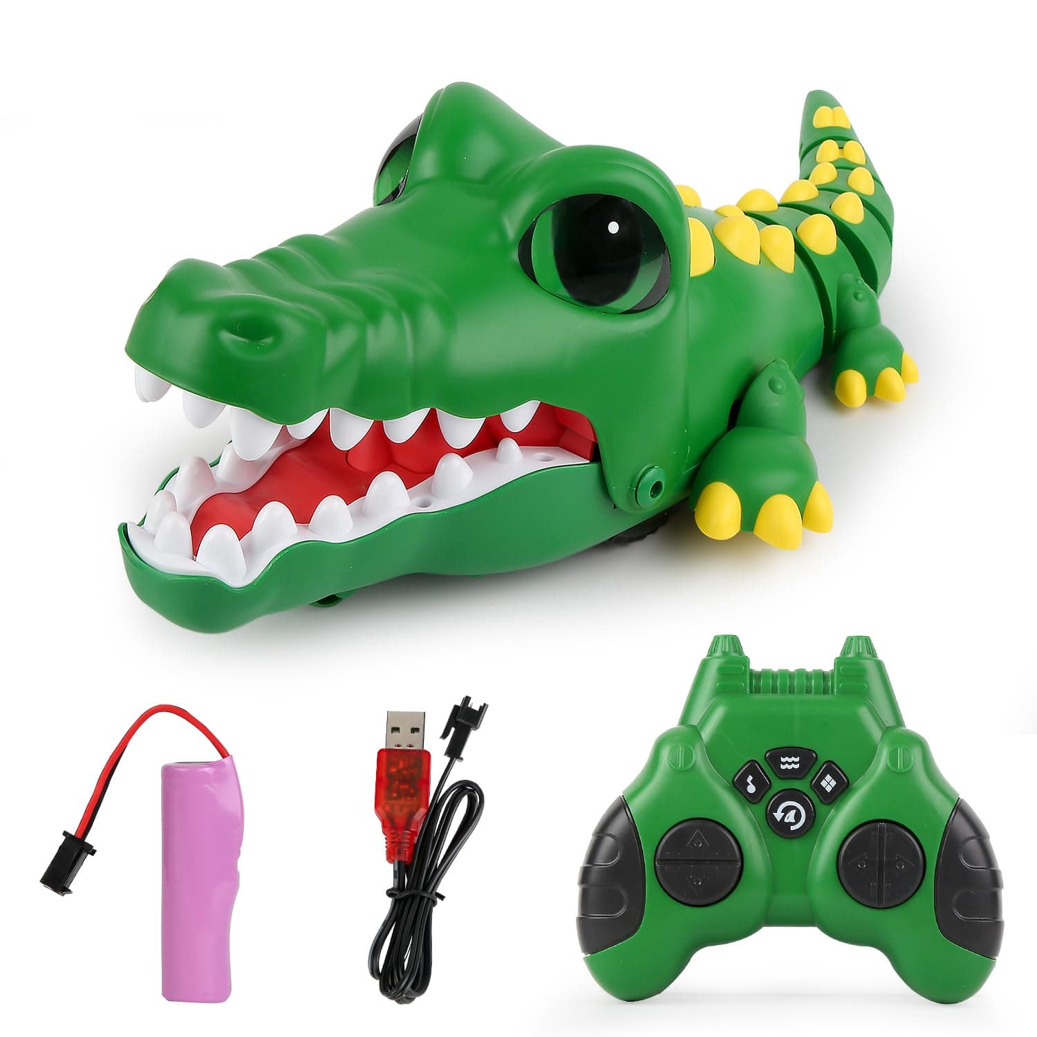 Kidoyz Remote Control Crocodile for Kids,RC Big Eyes Crocodile Toy，Interactive Dancing Programming Electronic Chomping Action Programmable with Sound