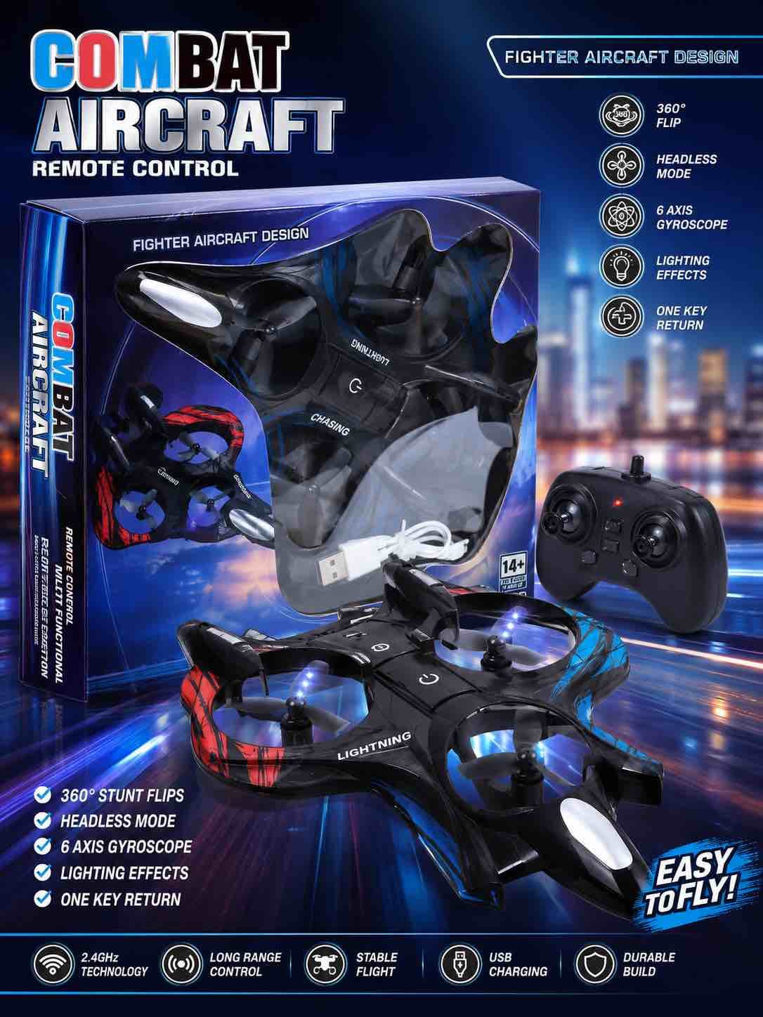 Kidoyz RC Plane for Beginners, 360° Flip Hovering Stunt Fighter Jet Toy for Kids — view 2