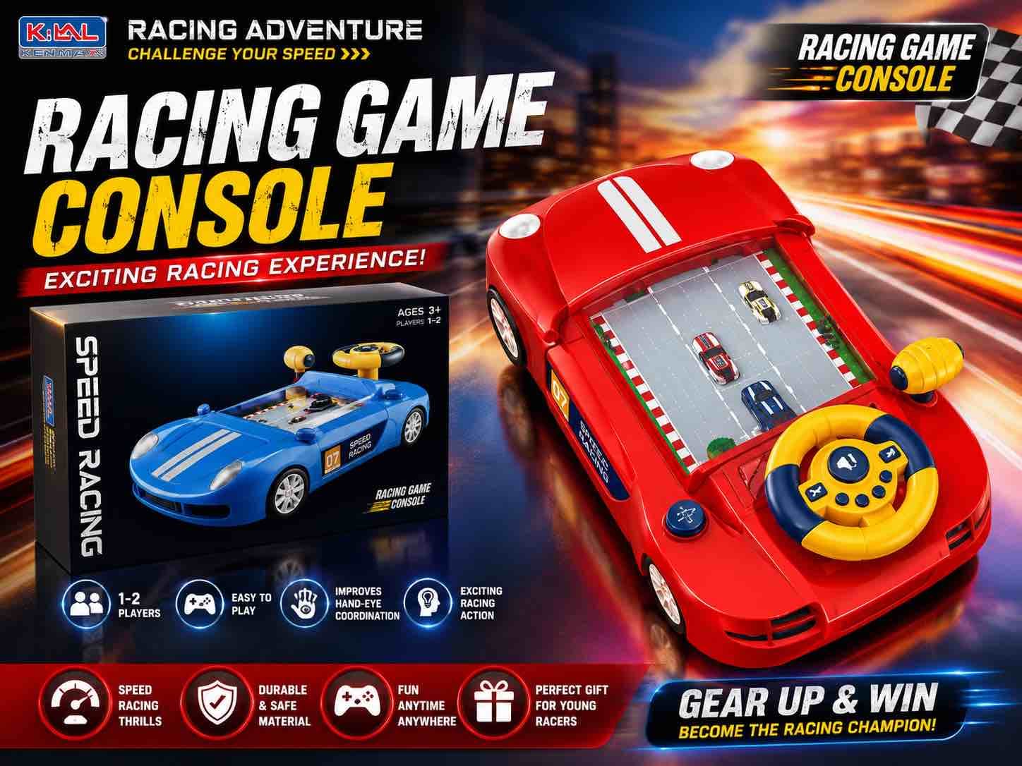 Kidoyz Lamborghini Car Simulator Steering Wheel Toy | Interactive Car Driving Skill Learning Game with Lights & Sounds for Kids