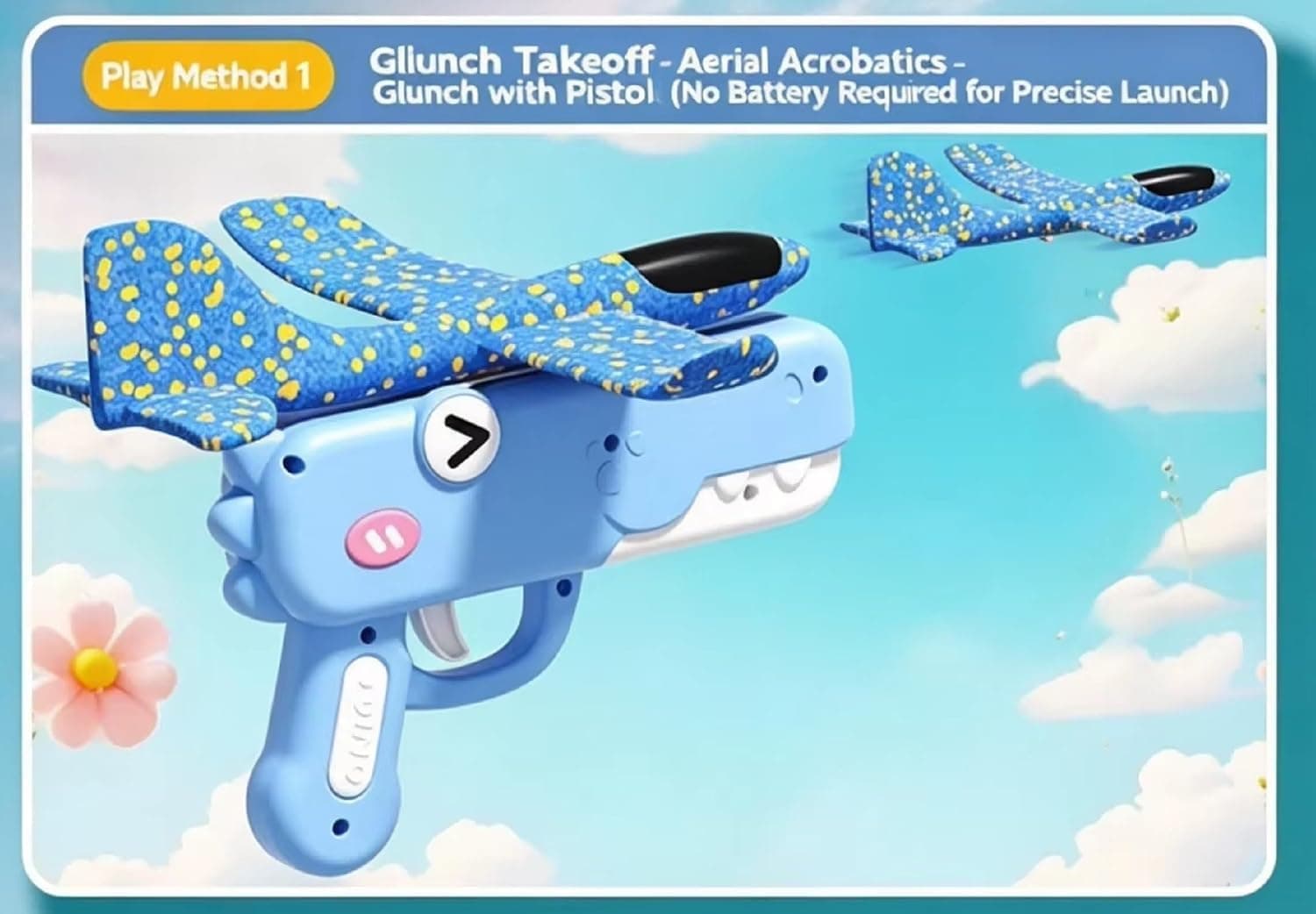 Kidoyz Foam Plane Gun Launcher Toy for Kids | Airplane Shooting Launcher with Foam Glider Planes | Outdoor Flying & Action Game — view 4