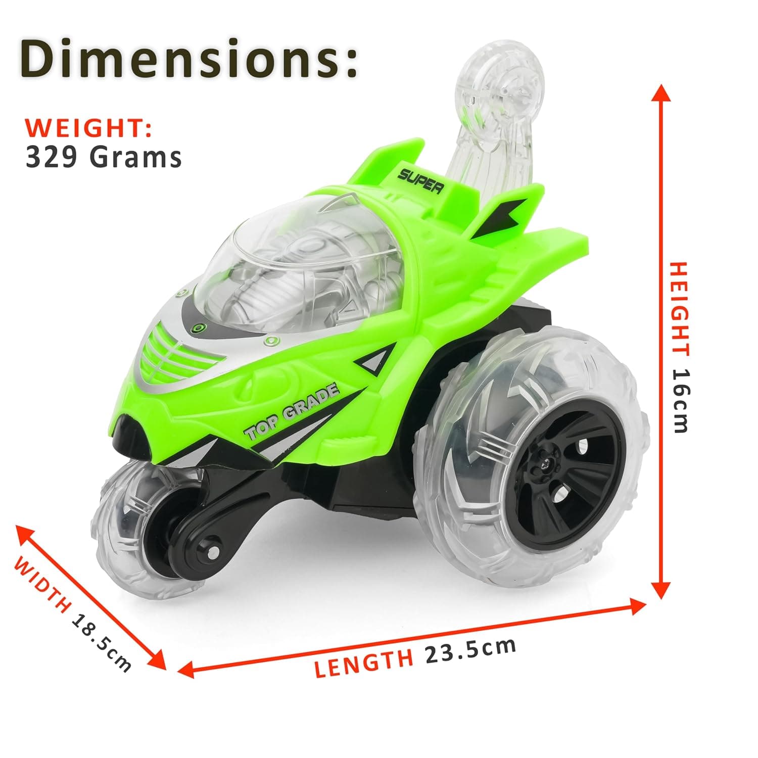 Kidoyz Rechargeable Stunt Car Toy for Kids with Tornado Rotation, Reverse Drive Function, Demo Mode, Lighting Effect & Music - Random Color — view 3
