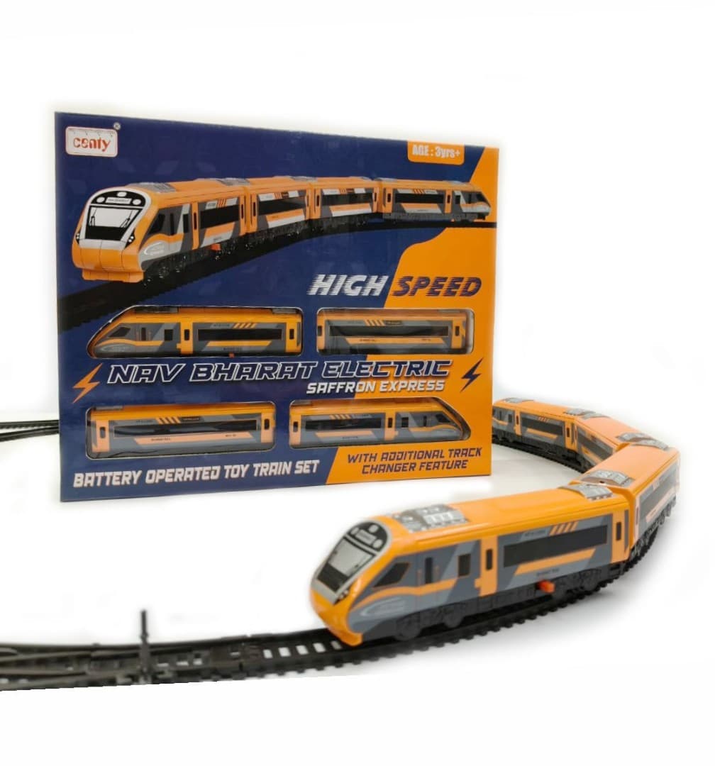 Kidoyz Nav Bharath Electric Train Toy for Kids | Battery Operated Toy Train Set with Track | Colorful Moving Train with Lights & Sound | Fun Indoor Play & Gift for Boys & Girls — view 2