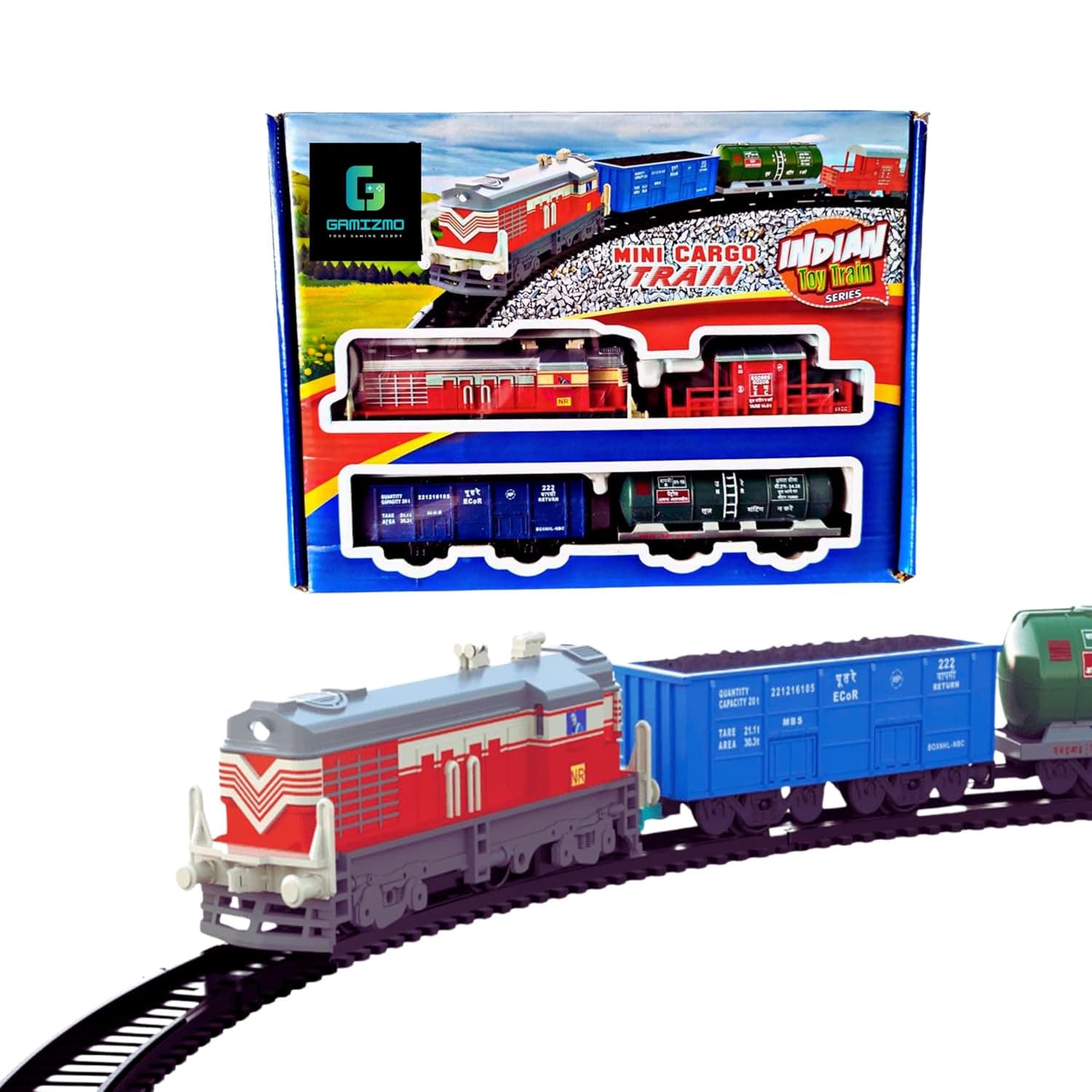 Kidoyz Electric Train Toy Set for Kids | Battery Operated Toy Train with Track Set | Moving Cargo Train with Track for Boys & Girls | Fun Pretend Play Toy & Gift for Kids 3+ Years