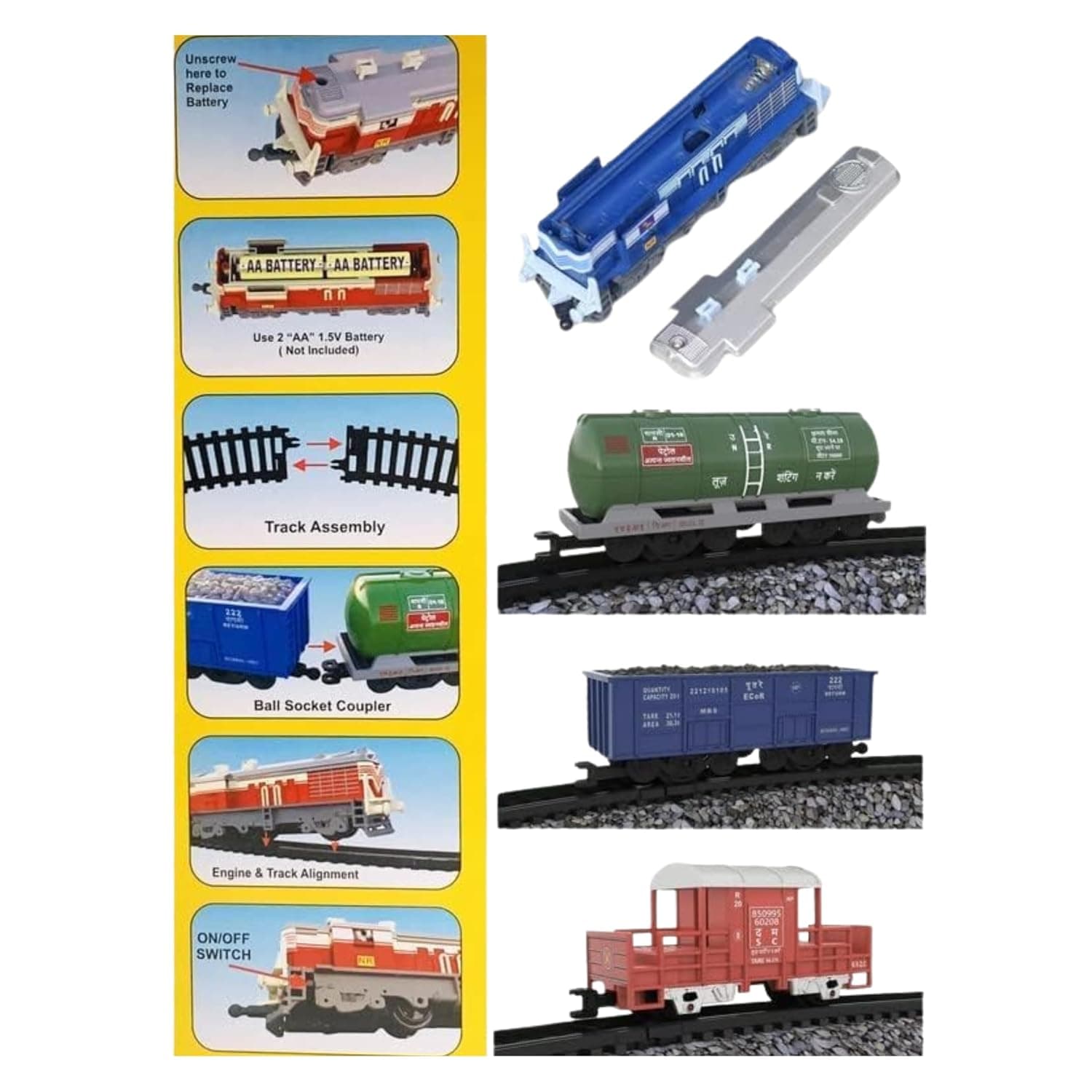 Kidoyz Electric Train Toy Set for Kids | Battery Operated Toy Train with Track Set | Moving Cargo Train with Track for Boys & Girls | Fun Pretend Play Toy & Gift for Kids 3+ Years — view 4