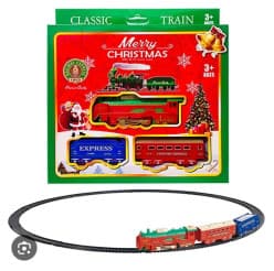 Kidoyz Small Merry Christmas Train Toy | Battery Operated Christmas Train Set for Kids | Mini Holiday Toy Train with Track | Festive Decorative Toy for Boys & Girls | Christmas Gift