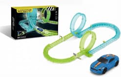 Kidoyz Glow in the Dark Dual Loop Racing Track Set with Toy Car | Light-Up Action Circuit Race Track | Creative Racing Toy for Kids | Fun Indoor Play Activity & Gift for Boys & Girls