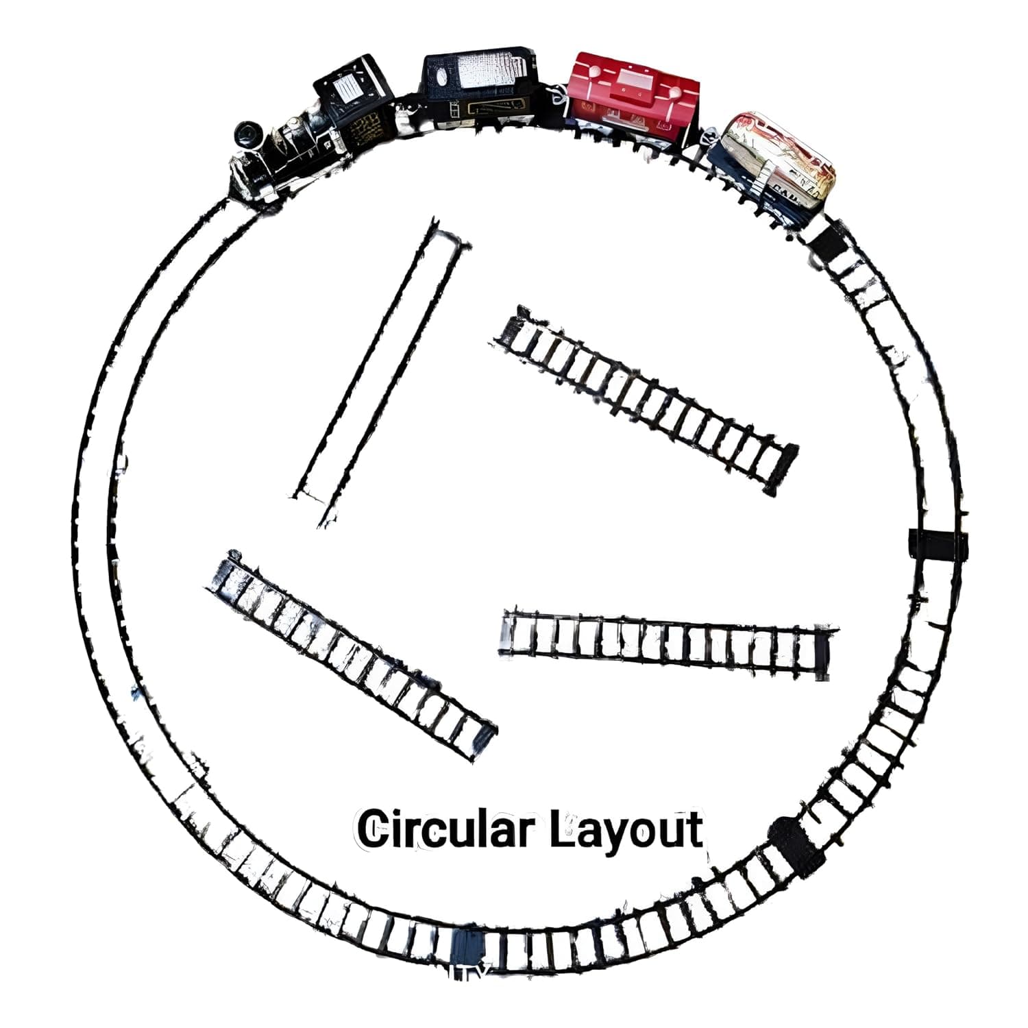 Kidoyz 16 Piece Electric Railway Train Set for Boys & Girls | Classic Steam Engine Toy Train with Track | Rechargeable Battery Powered Train with Light, Sound & Realistic Smoke Effect — view 2