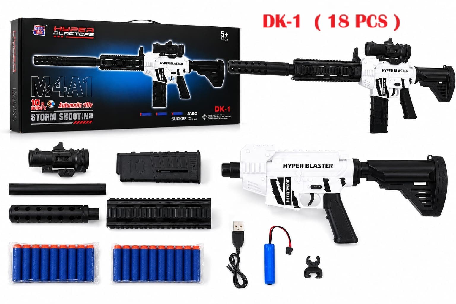 Kidoyz Automatic Big Rifle Toy Gun for Kids | Battery Operated Foam Bullet Blaster with 20 Soft Foam Bullets & Dummy Scope | Single Firing Mode Pretend Play Toy | Fun Gift for Boys & Girls — view 3
