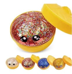 Kidoyz Dumpling Squishy Fidget Toy with Steamer Box, Glitter Squeezable Stress Ball,Cute Smiley Sensory Desk Toy, Stretchy Mystery Squishy for Kids & Adults, Travel