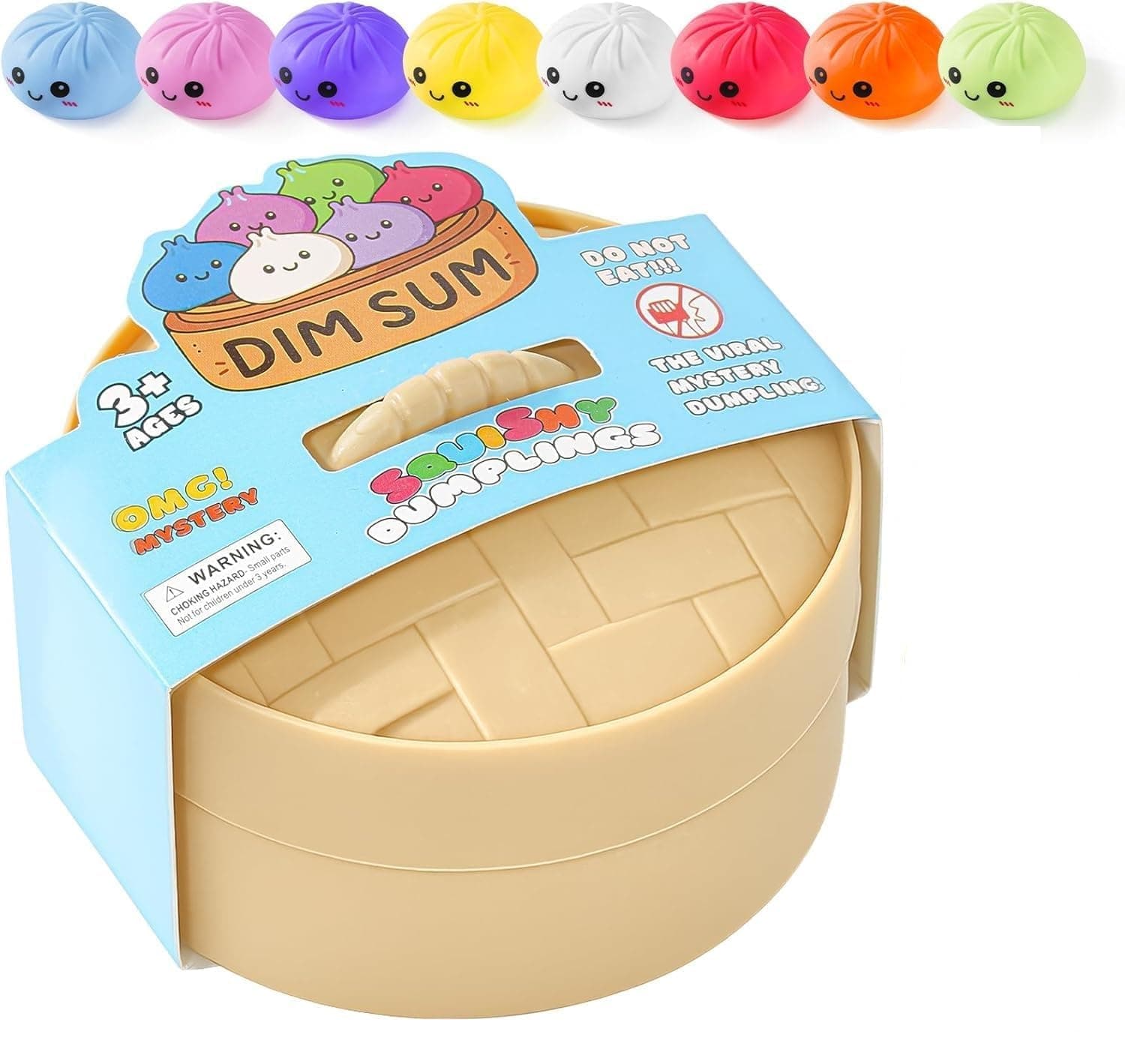 Kidoyz Dumpling Squishy Fidget Toy with Steamer Box, Glitter Squeezable Stress Ball,Cute Smiley Sensory Desk Toy, Stretchy Mystery Squishy for Kids & Adults, Travel — view 2
